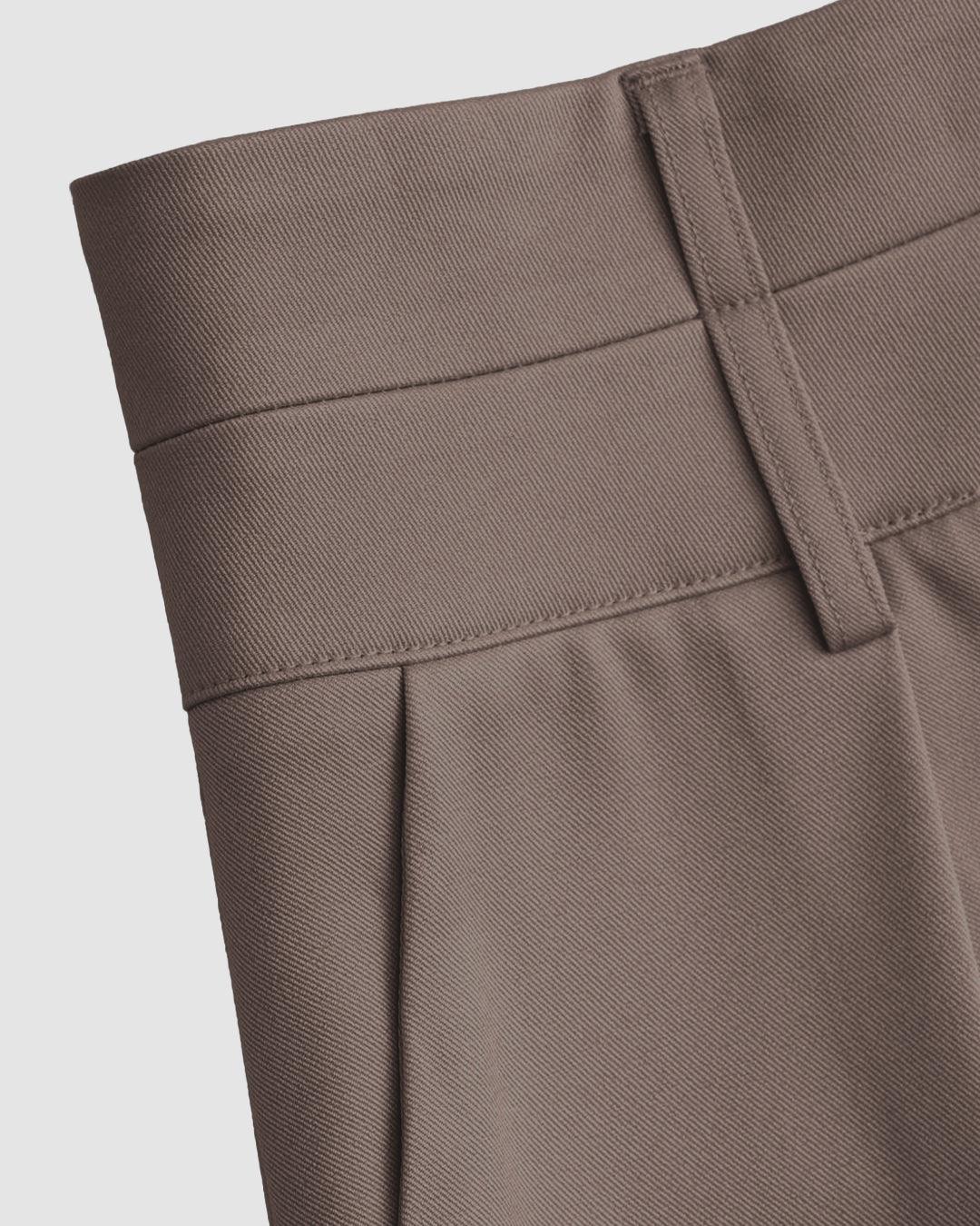 New Nostalgia Solid High Waist Pleated Wide Leg Pants In Cappucino