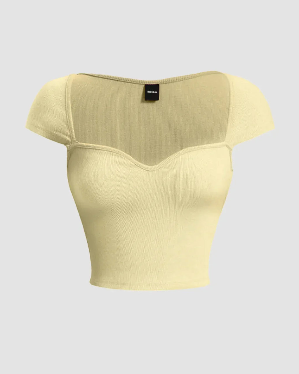 Sweetheart Neck Sheer Cap Sleeve Top in Vanilla