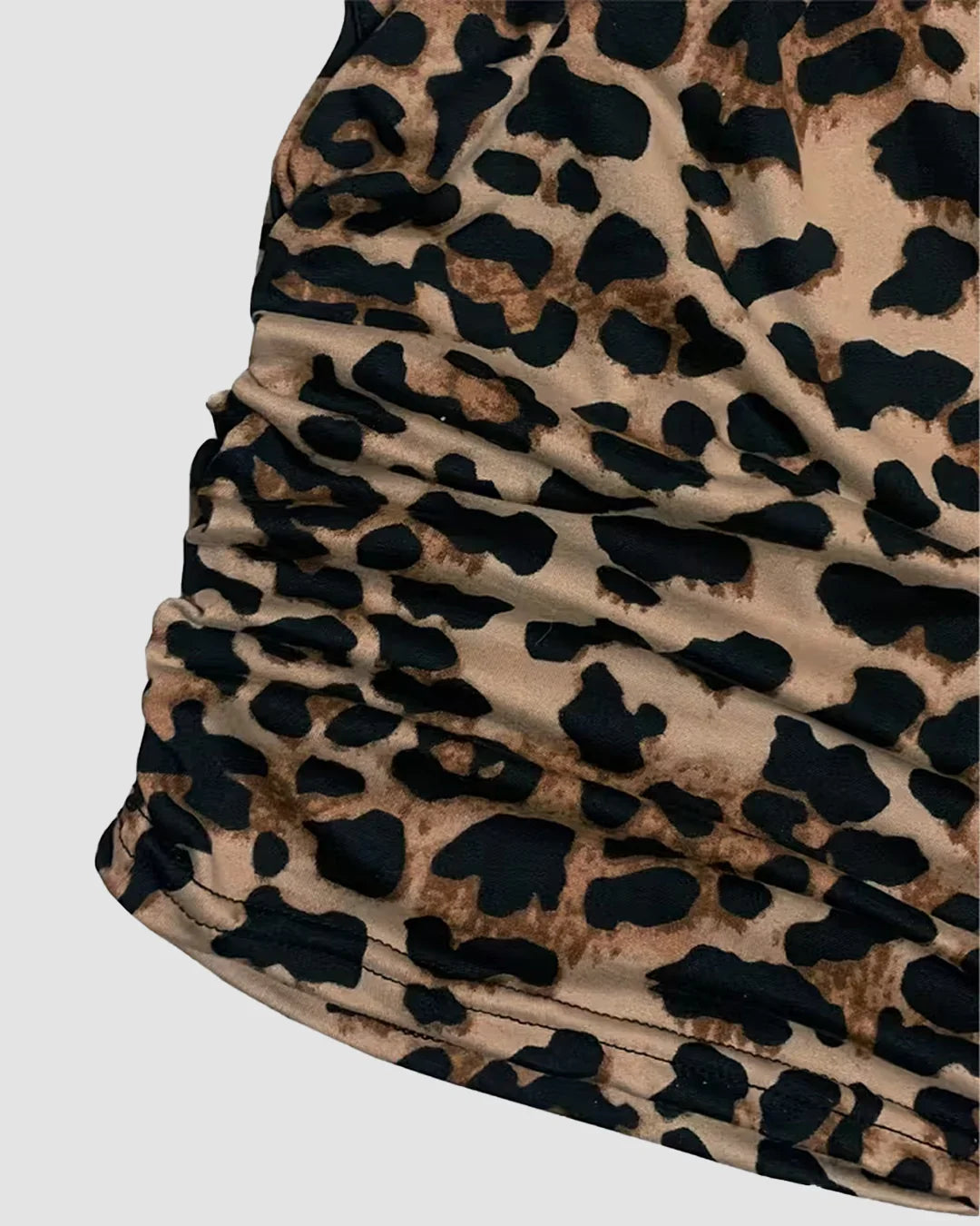 Off-Shoulder Leopard Print Fitted Stylish Draped Design Top