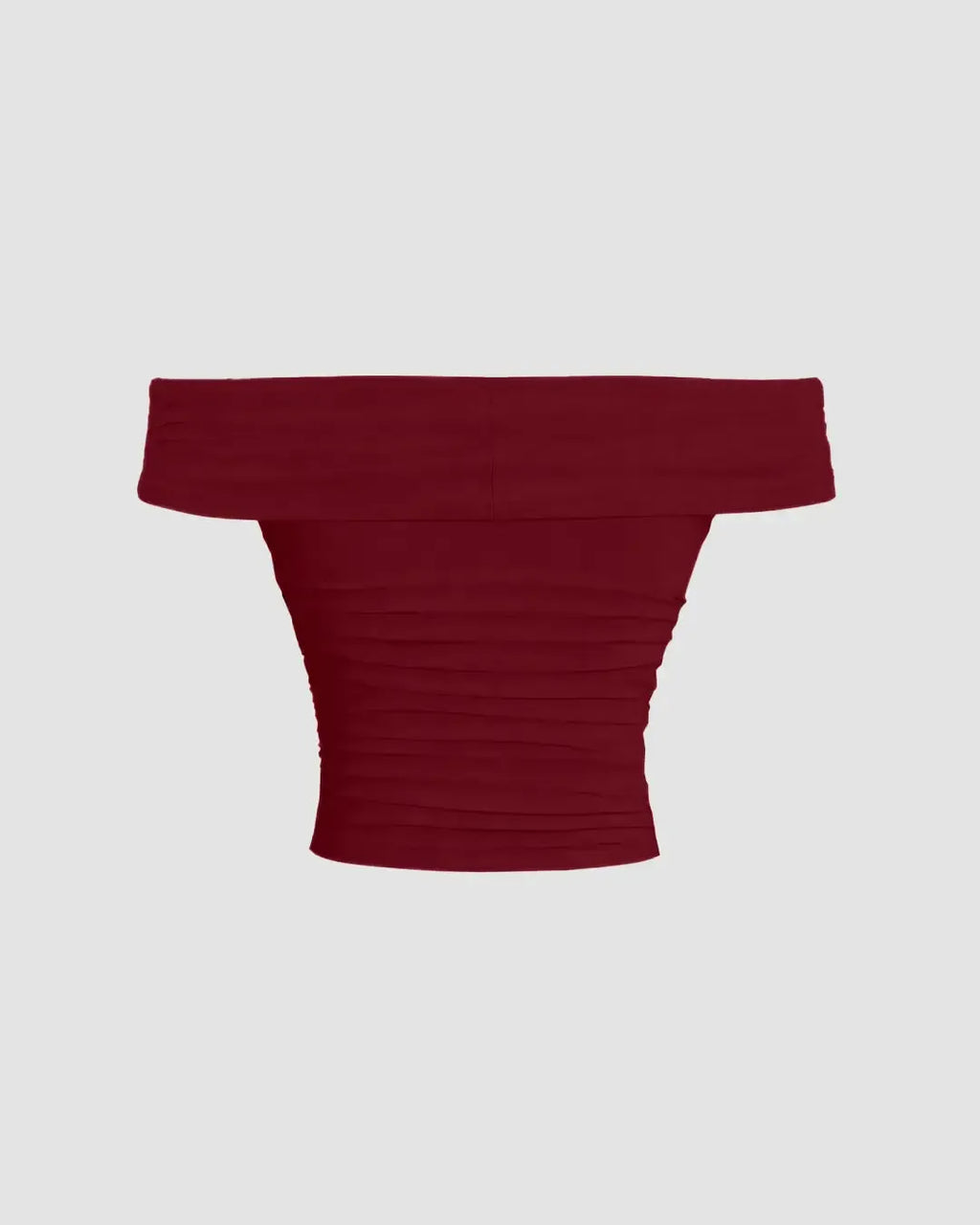 Off-Shoulder Ruched Crop Top in Maroon