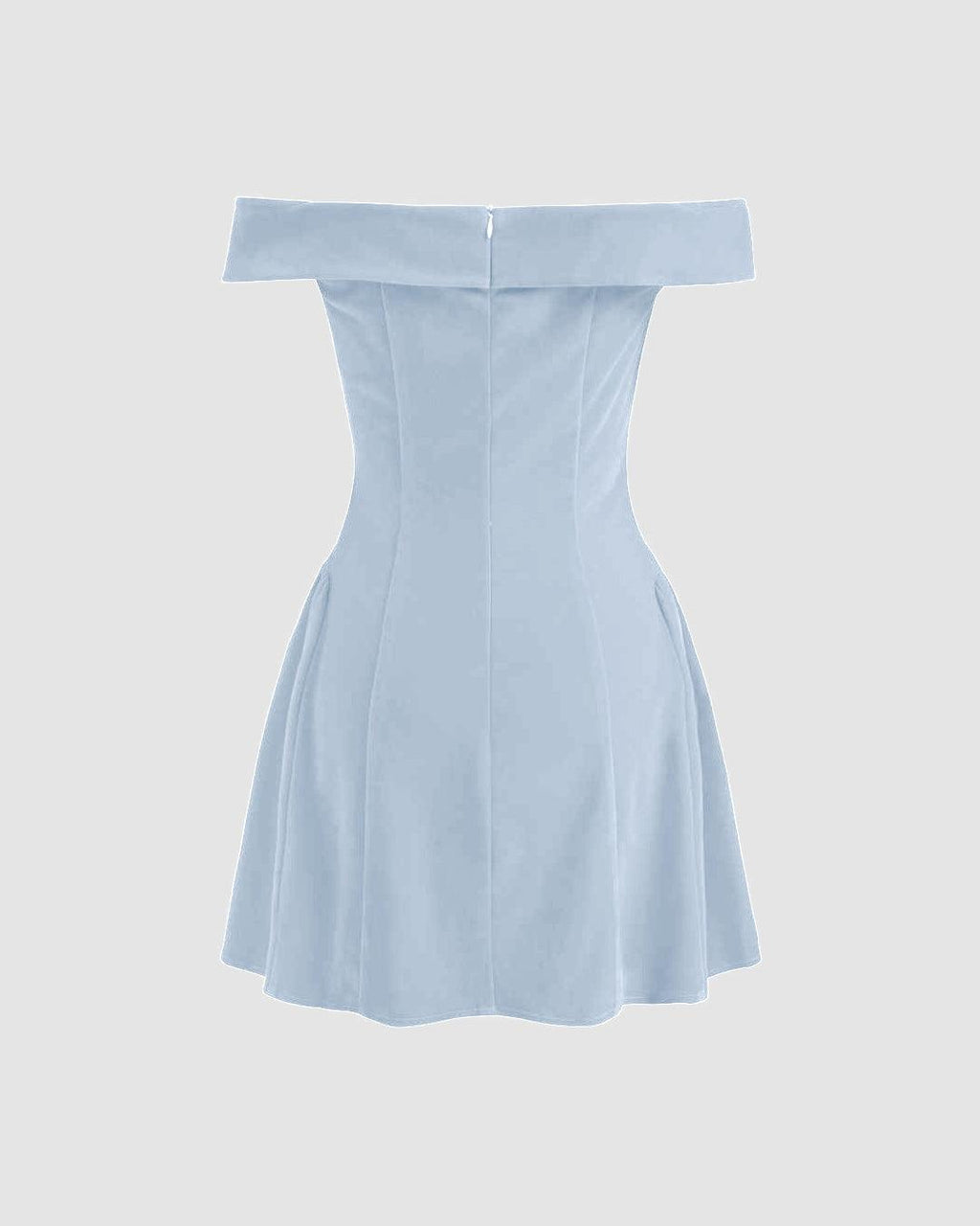Off Shoulder Fit and Flare Blue Mini Dress