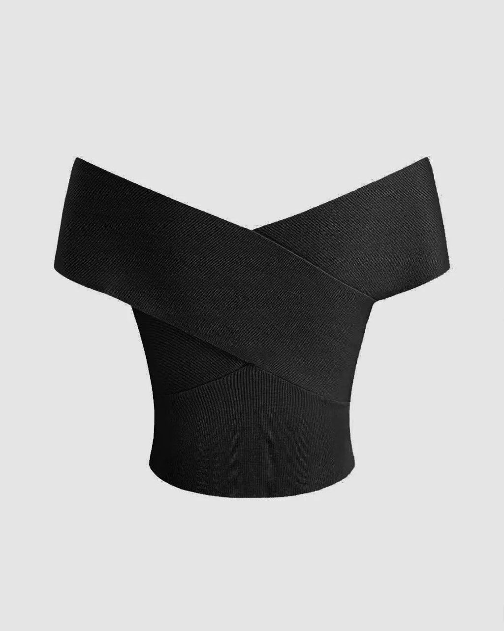 Off-shoulder Ruched Black Crop Top