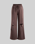 Off Duty Aesthetic Tiered Casual Trouser In Brown