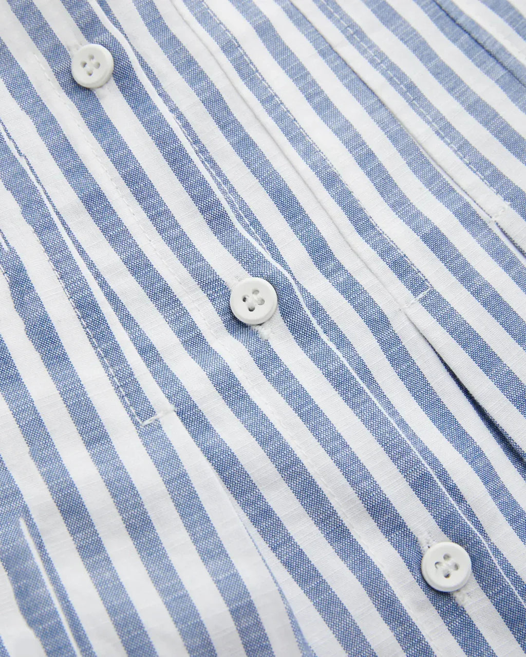 Off Shoulder Striped Button Down Top in Blue and White