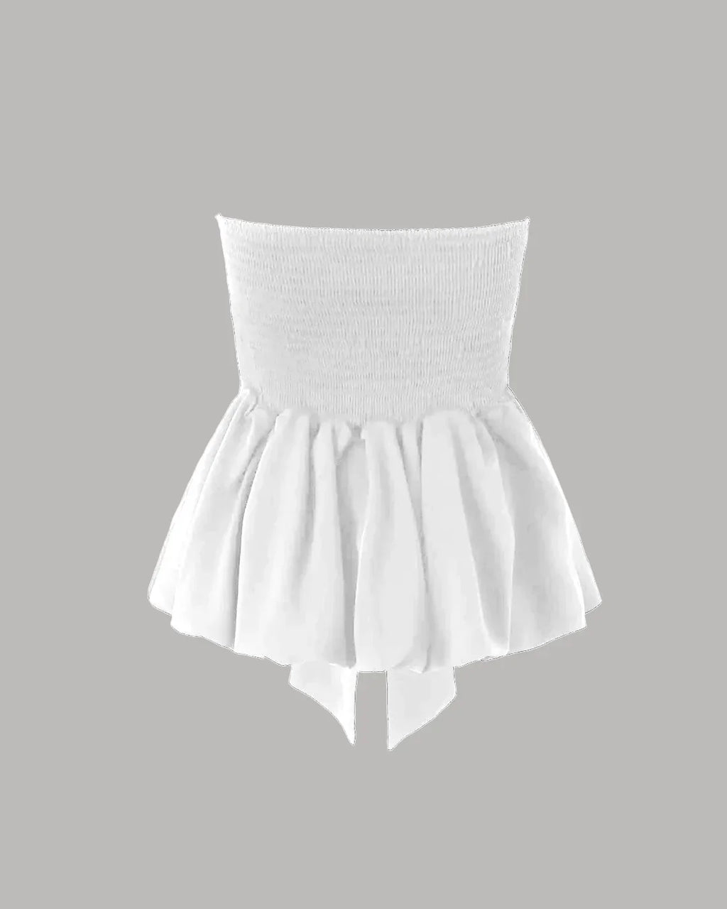 Off White Strapless Bow Front Peplum Top