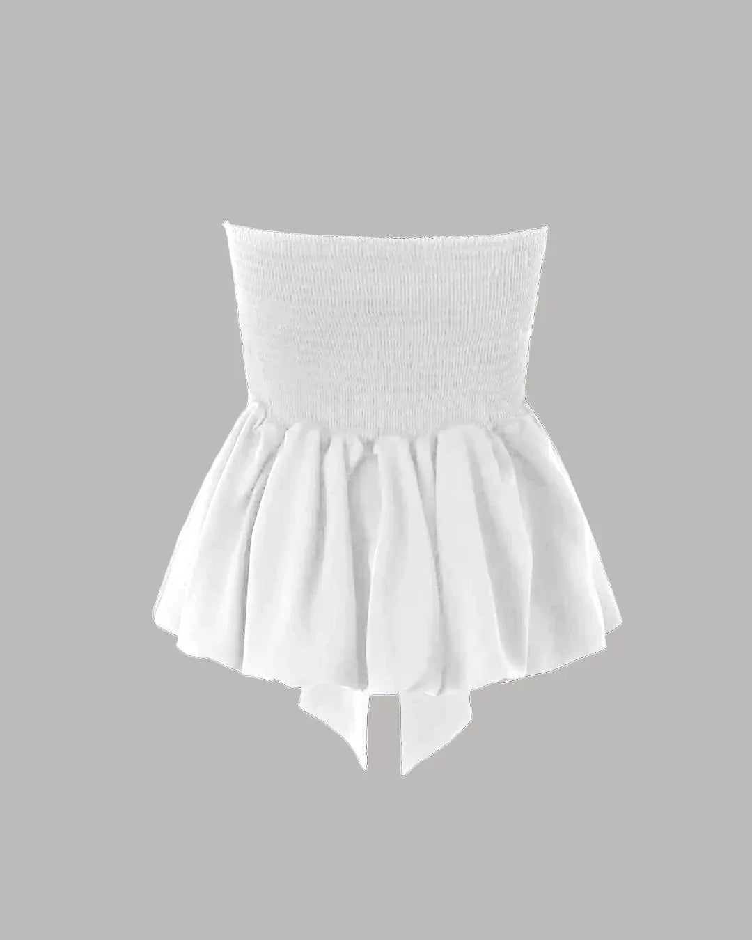 Off White Strapless Bow Front Peplum Top