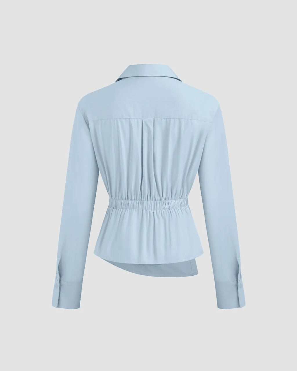 Office Chic Ruched Side Collared Shirt In Sky Blue