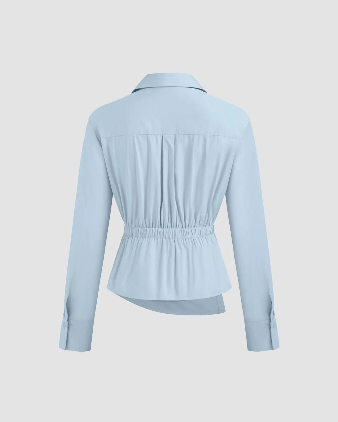 Office Chic Ruched Side Collared Shirt In Sky Blue