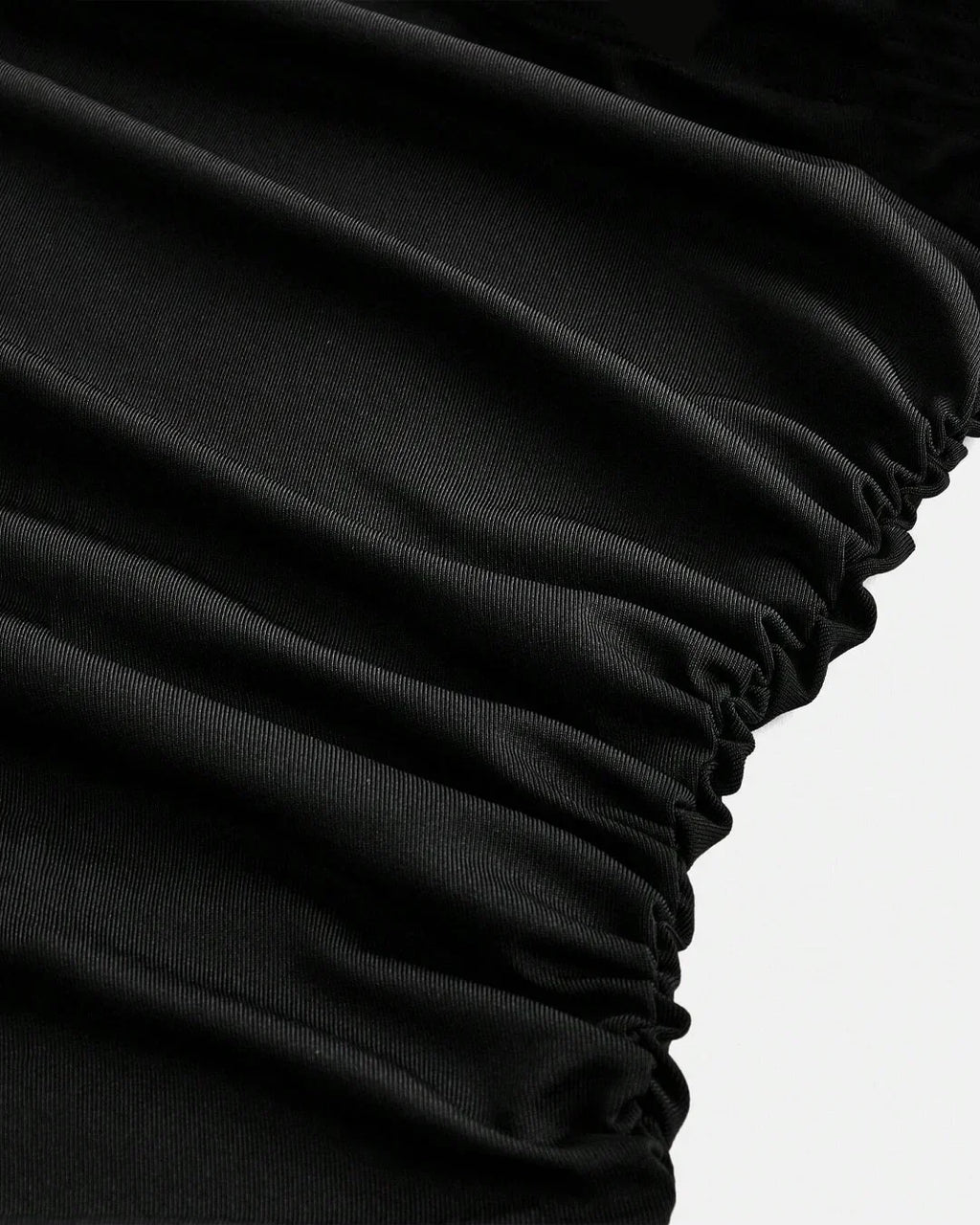One-Shoulder Ruched Bodycon Asymmetrical Mini Dress in Black