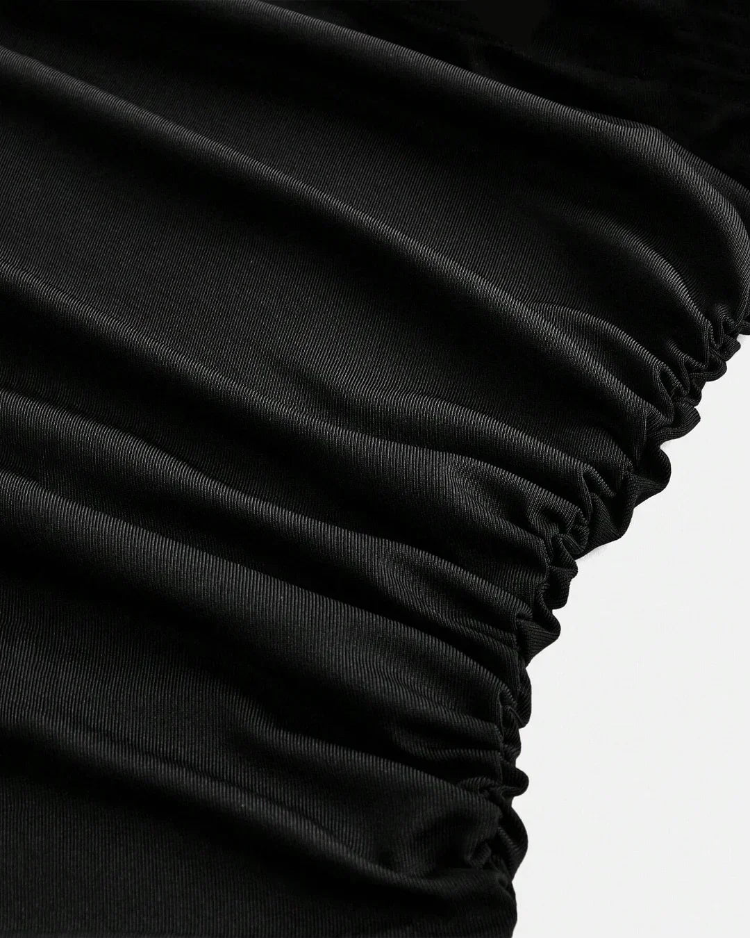 One-Shoulder Ruched Bodycon Asymmetrical Mini Dress in Black
