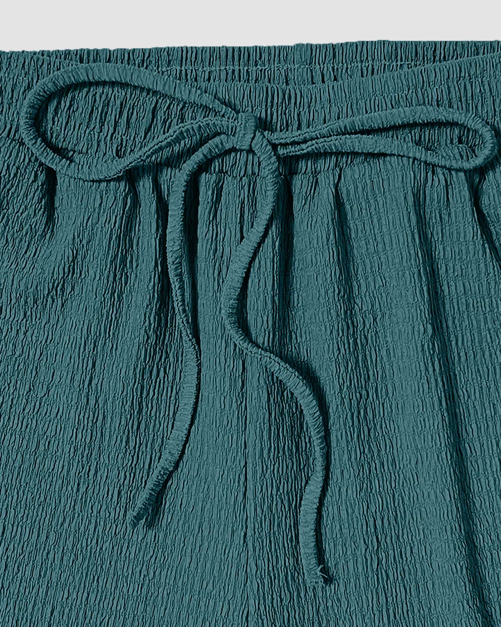 One Shoulder Ruched Top & Wide-Leg Trousers Co-ords Set in Teal Blue