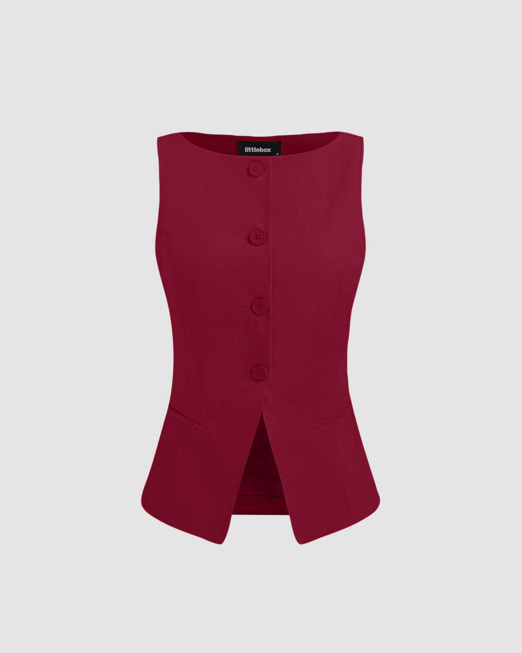 Party Button Front Sleeveless Vest Top in Red