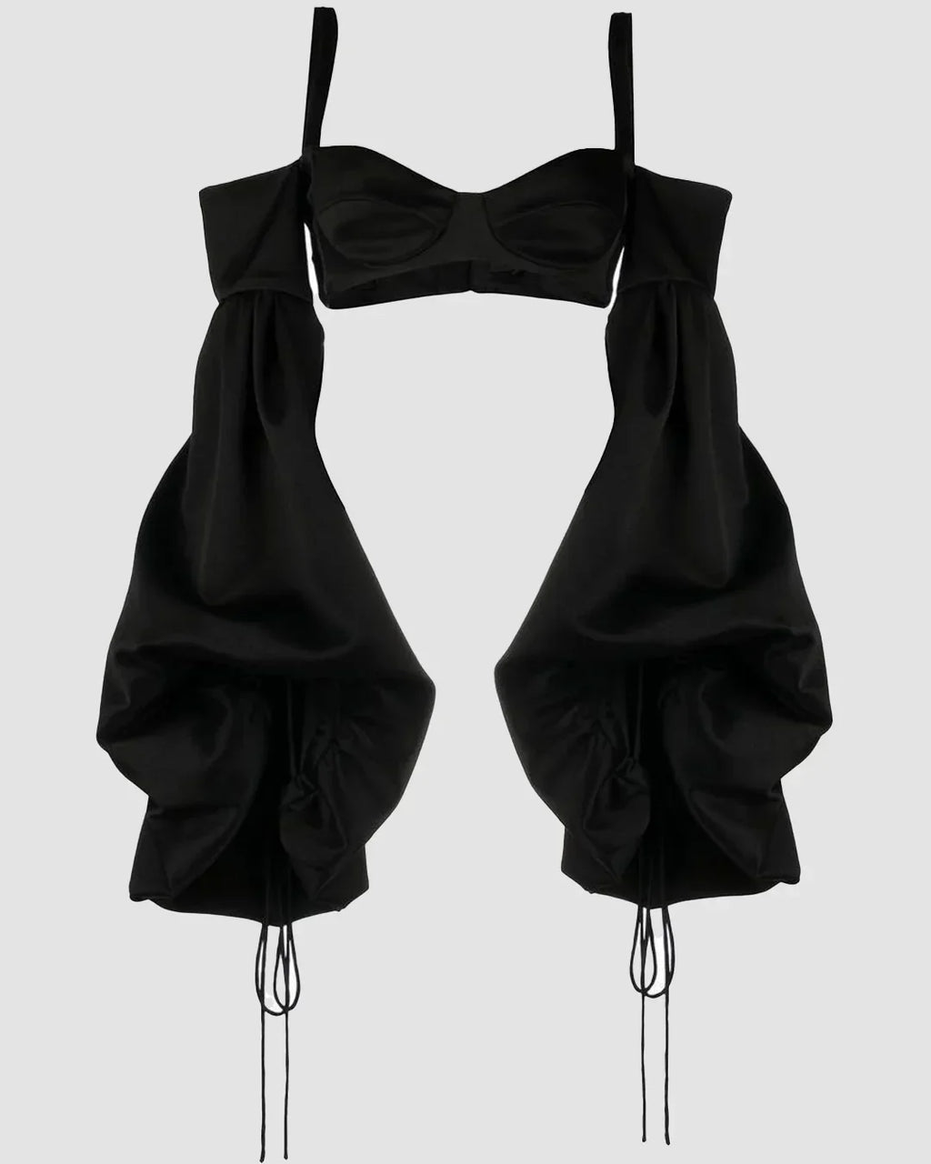 Party Cut-Out Detail Long Sleeve Crop Top in Black