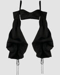 Party Cut-Out Detail Long Sleeve Crop Top in Black