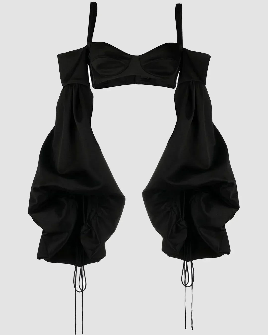 Party Cut-Out Detail Long Sleeve Crop Top in Black