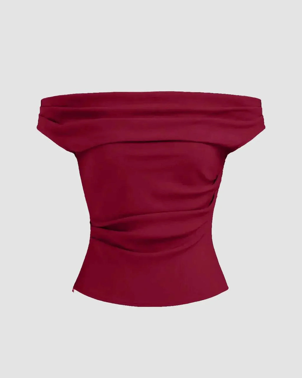 Party Off Shoulder Ruched Fitted Top in Red