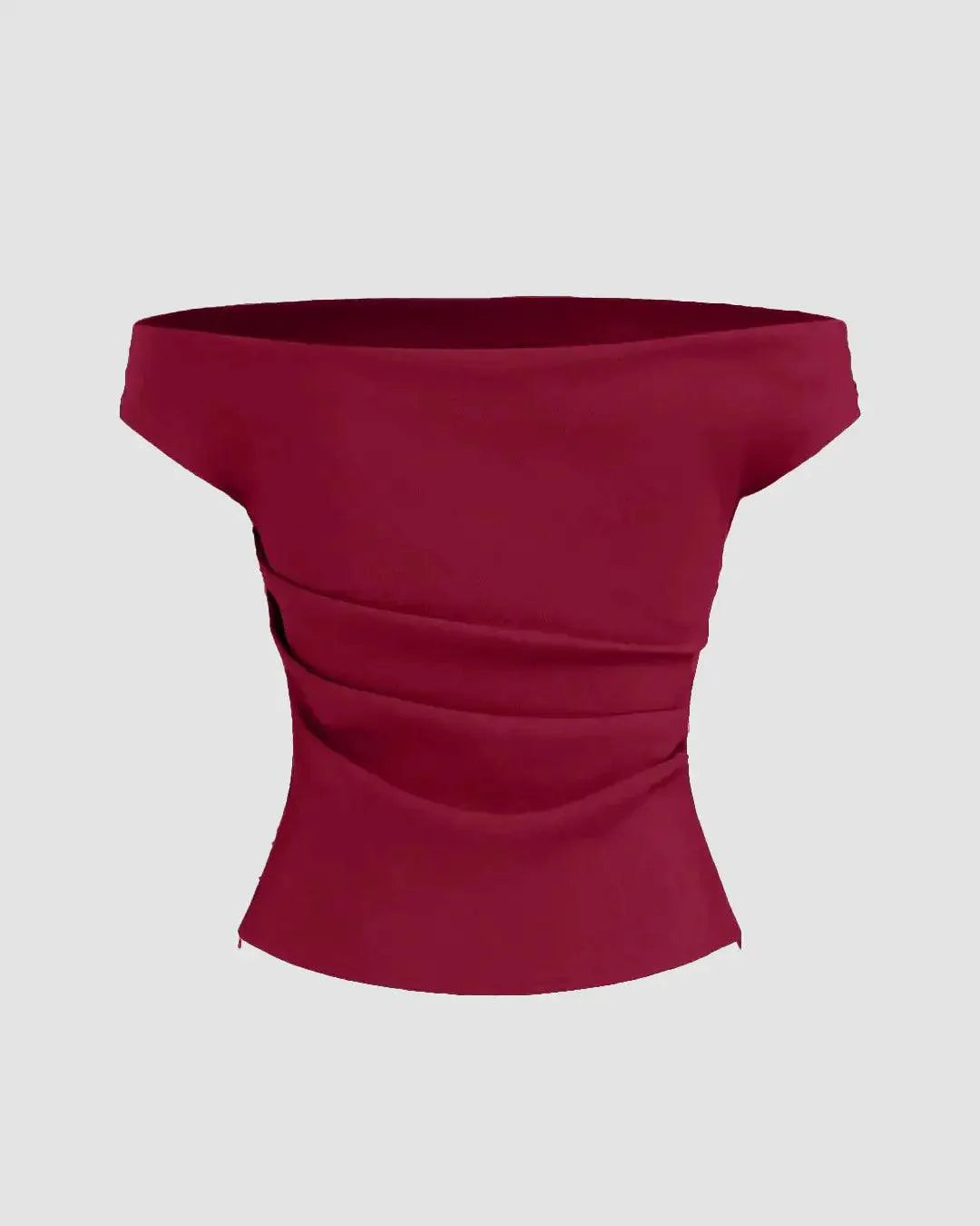 Party Off Shoulder Ruched Fitted Top in Red