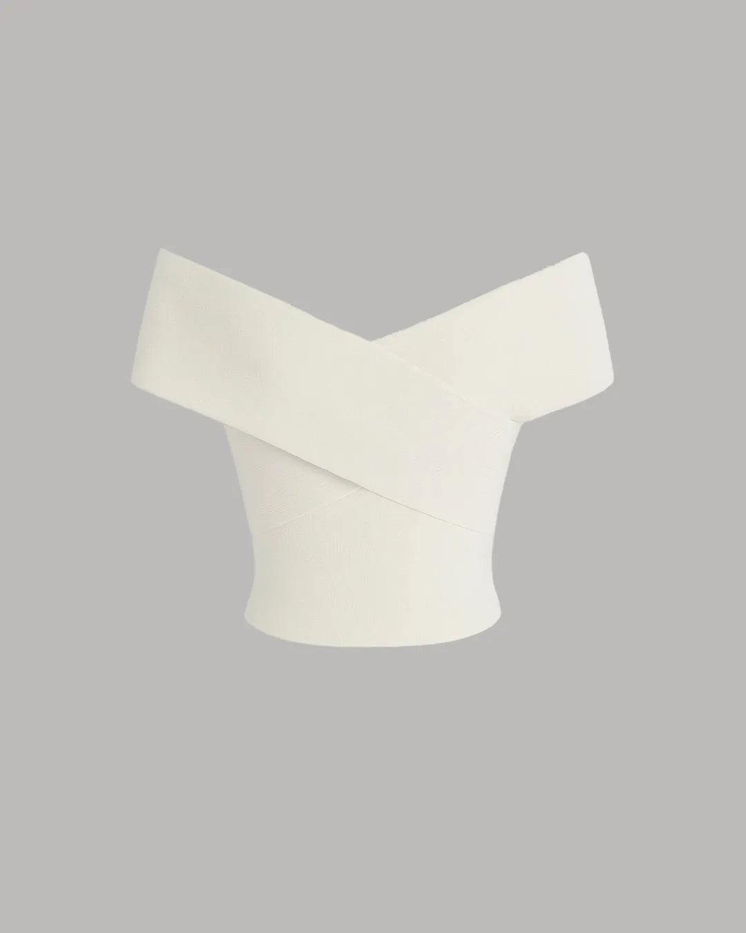 Party Off the Shoulder Twist Front Crop Top in White