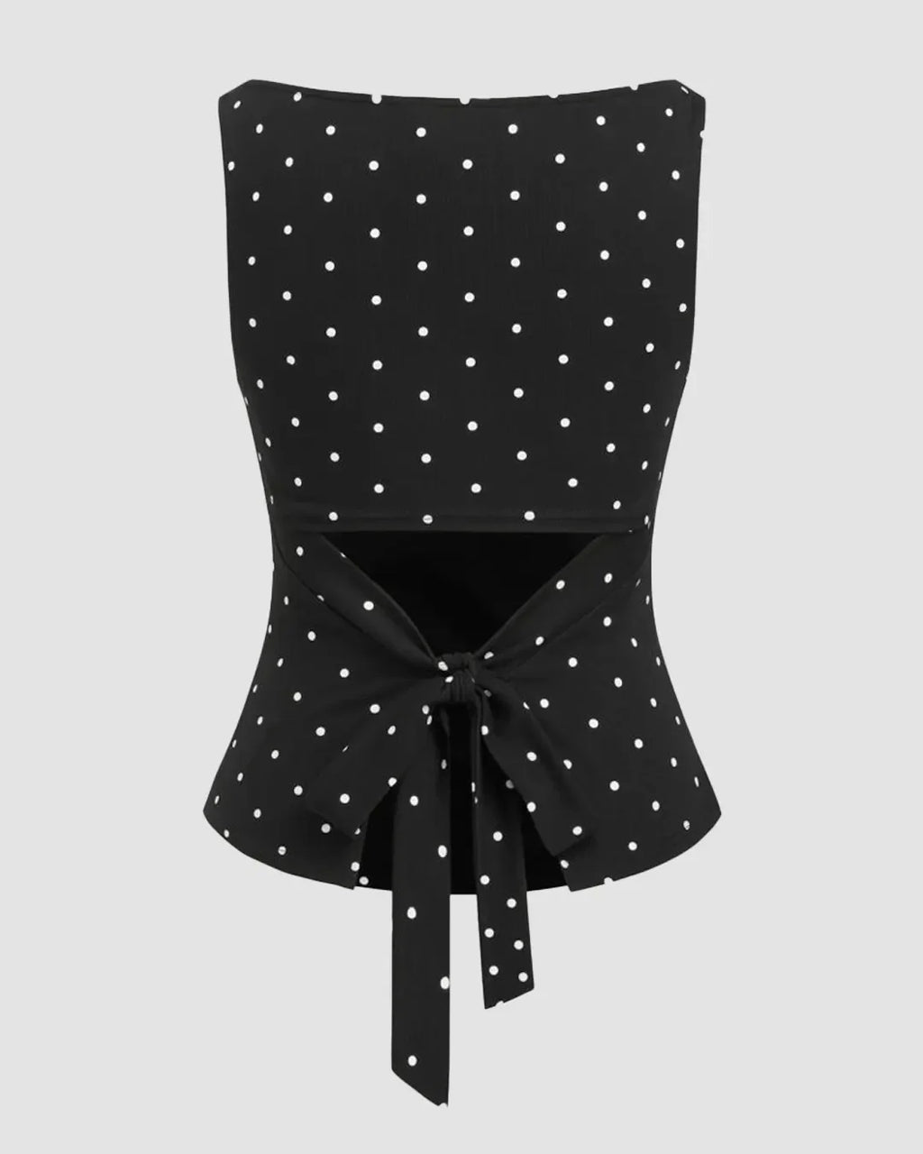 Party Polka Dot Ruched Sleeveless Top in Black
