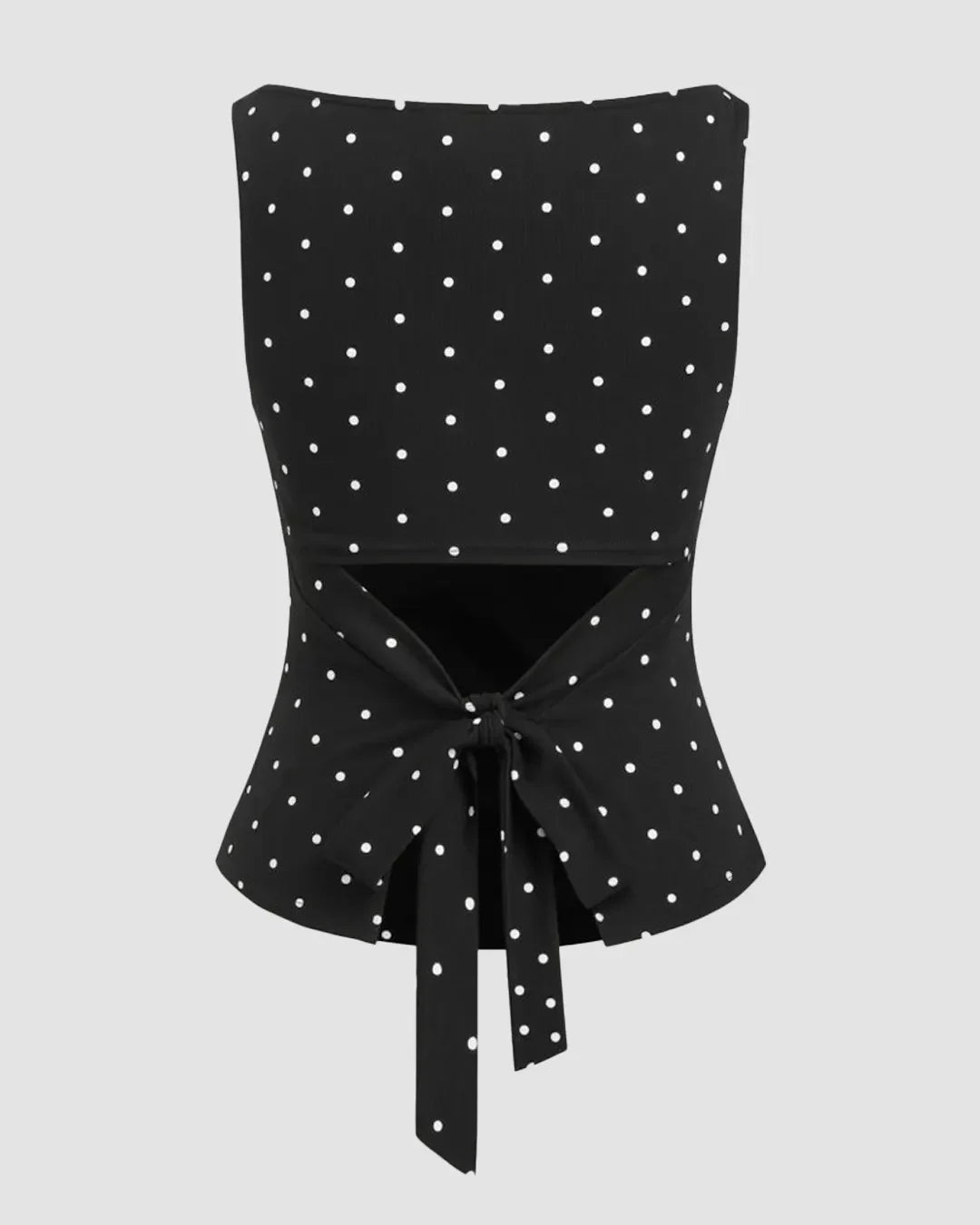Party Polka Dot Ruched Sleeveless Top in Black
