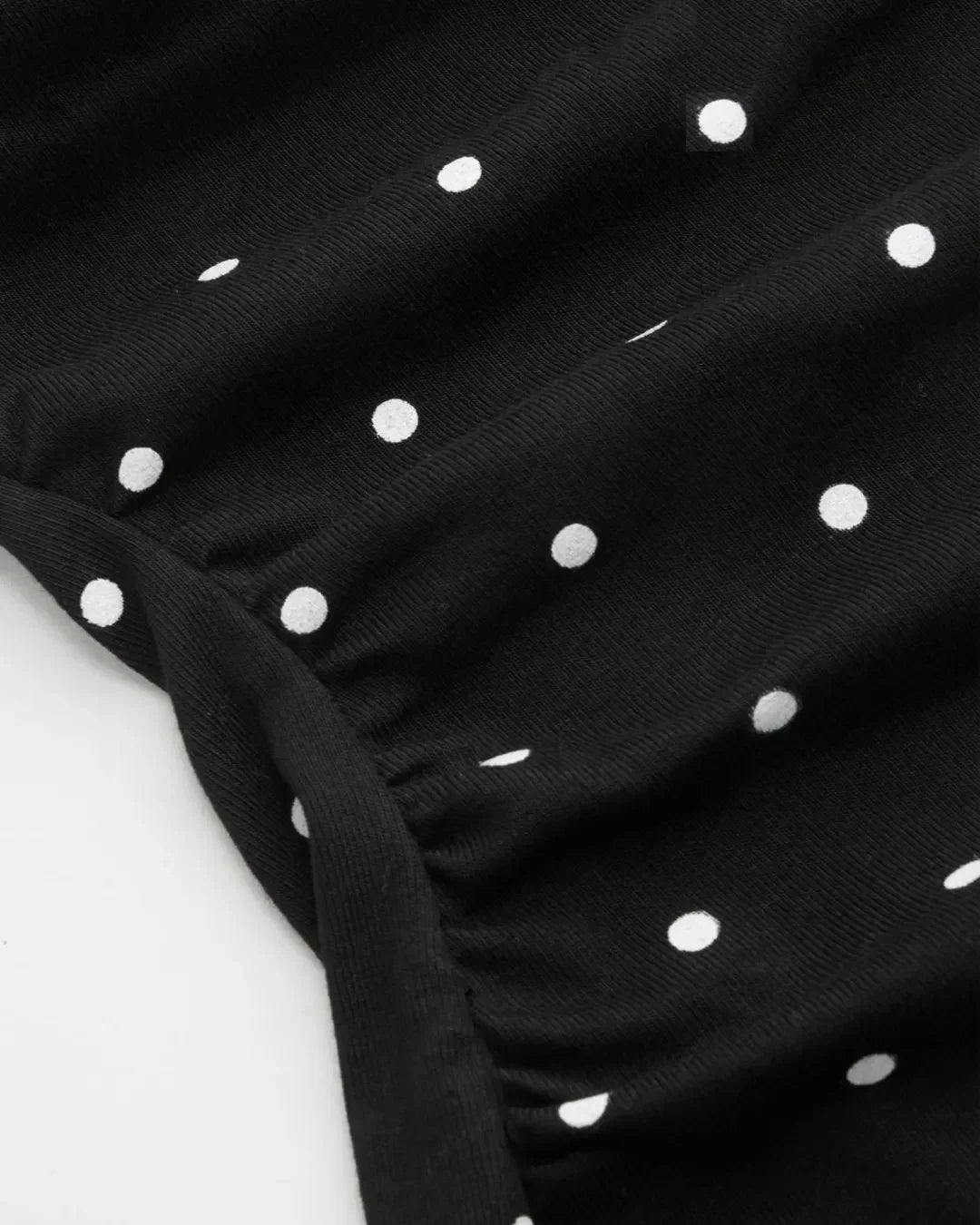Party Polka Dot Ruched Sleeveless Top in Black