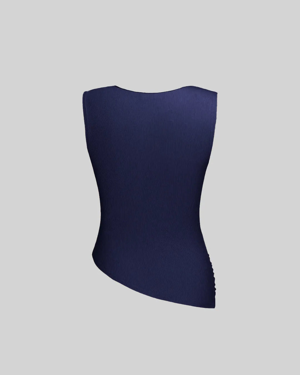 Party Round Neck Ruched Sleeveless Top in Navy Blue