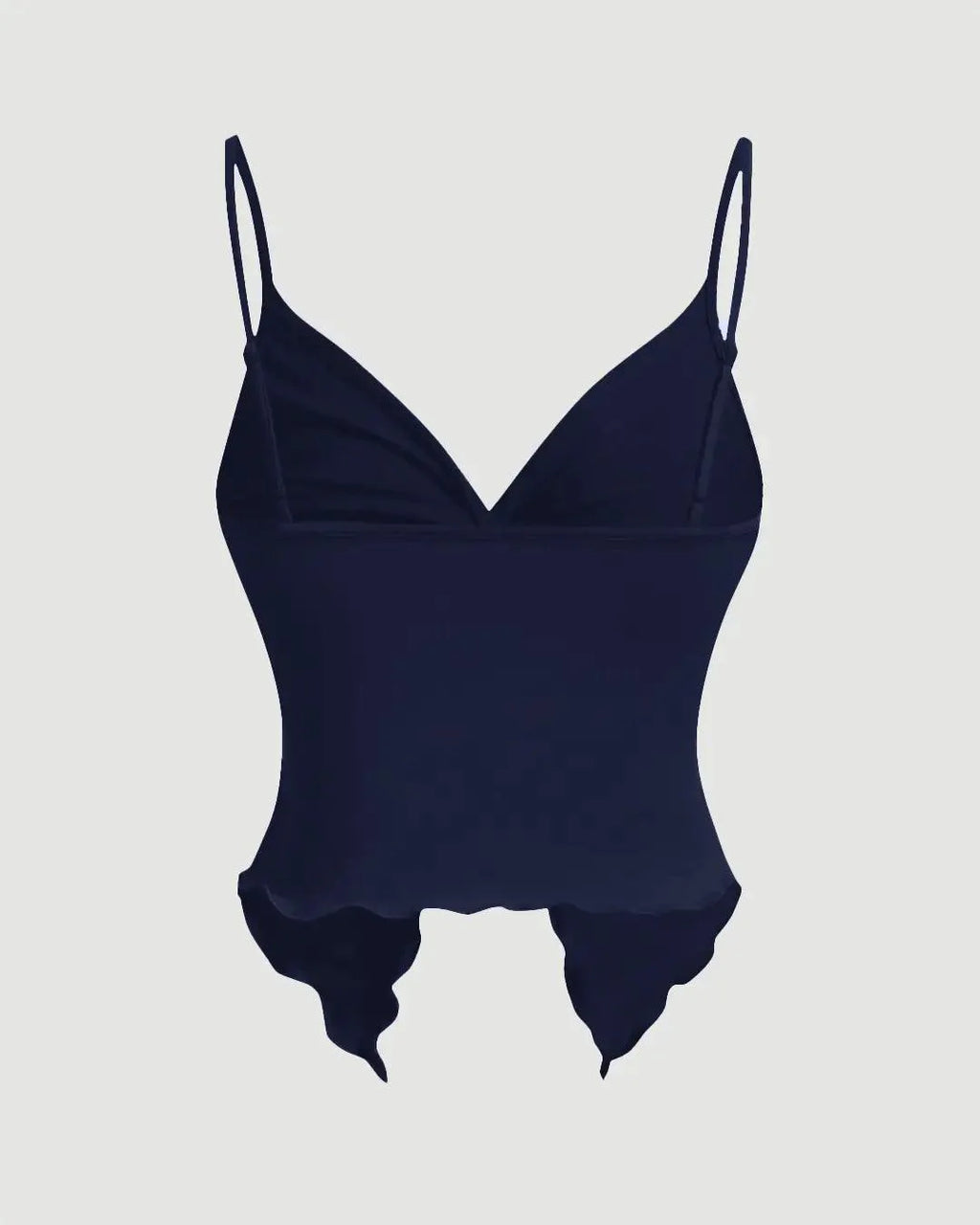 Party Sleeveless Ruched Tie Front Top in Navy Blue