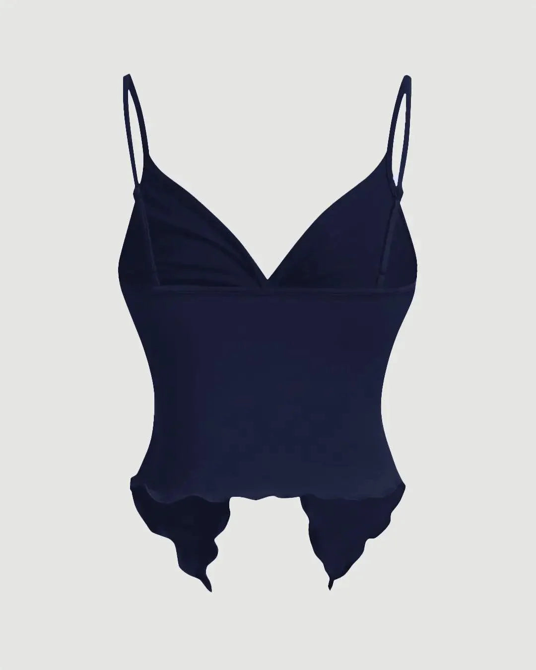 Party Sleeveless Ruched Tie Front Top in Navy Blue