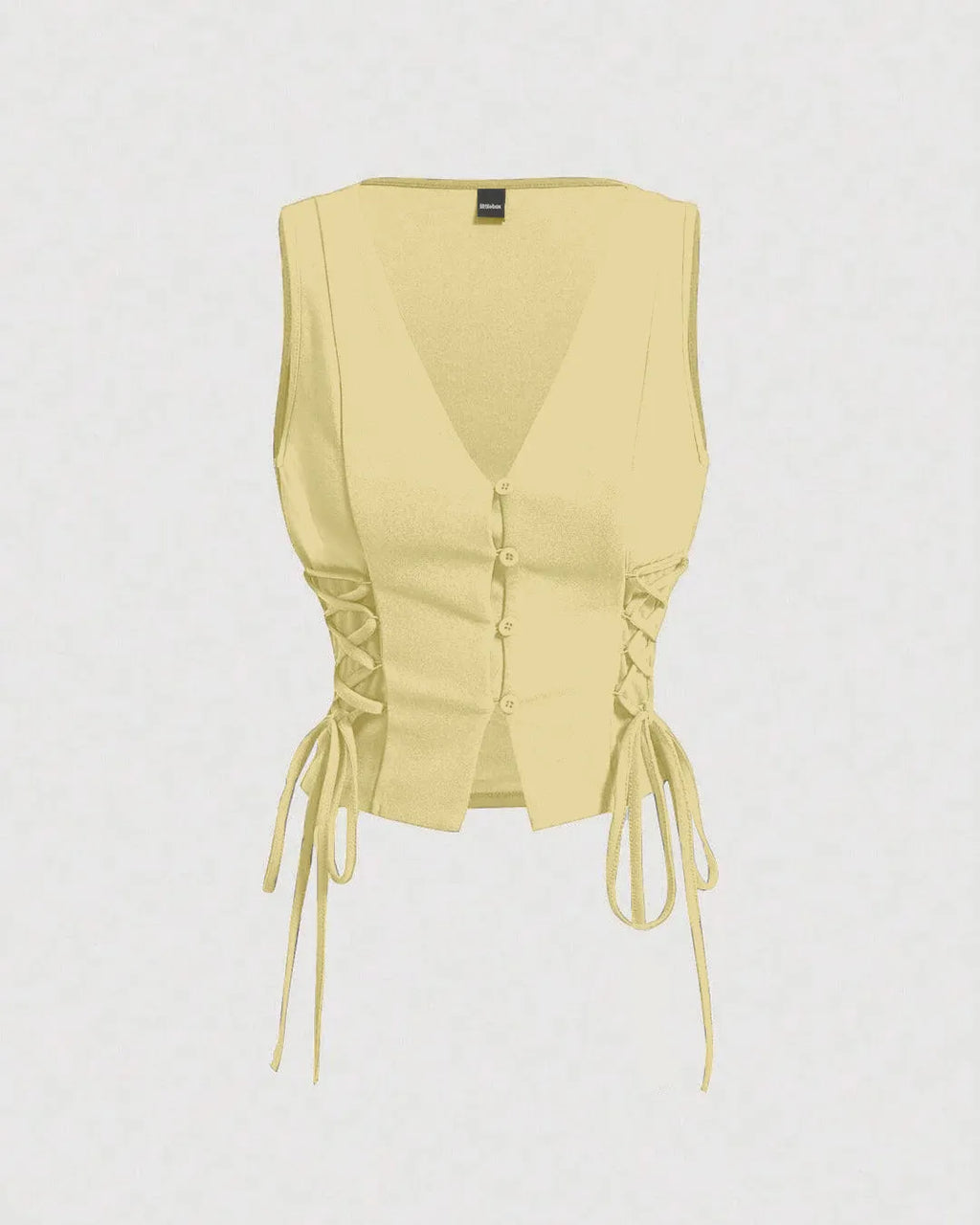 Party V Neck Button Front Cropped Tank Top in Yellow
