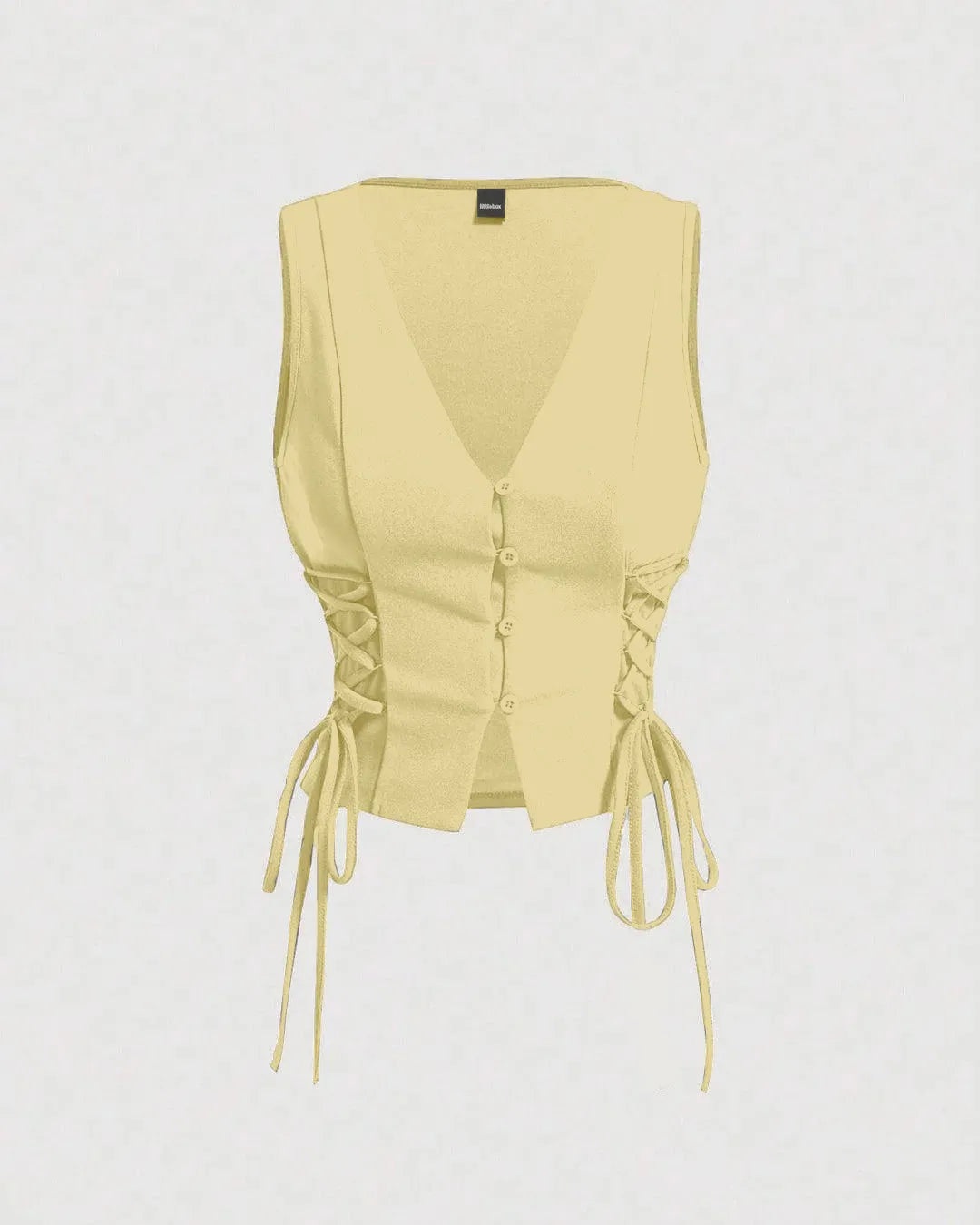 Party V Neck Button Front Cropped Tank Top in Yellow