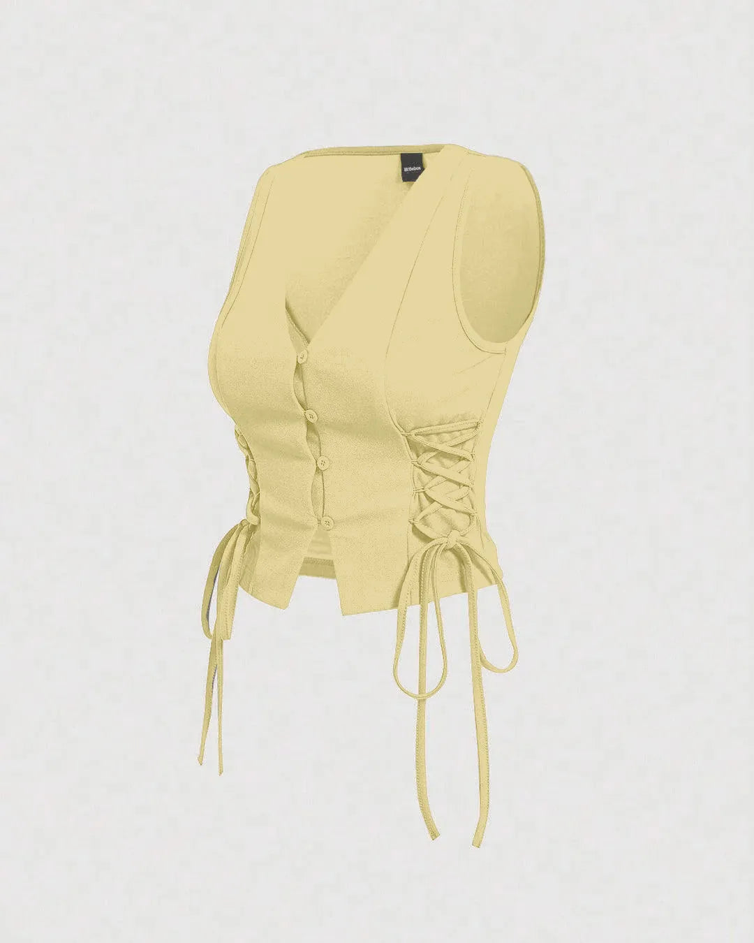 Party V Neck Button Front Cropped Tank Top in Yellow