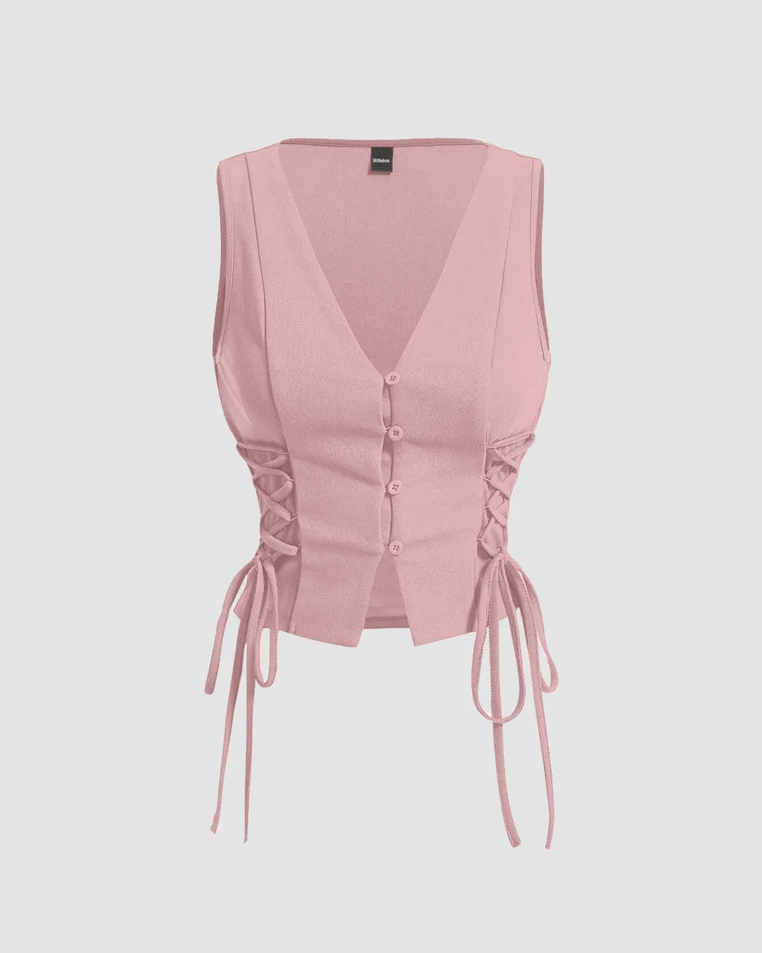 Party V Neck Lace Up Side Vest Top in Pink