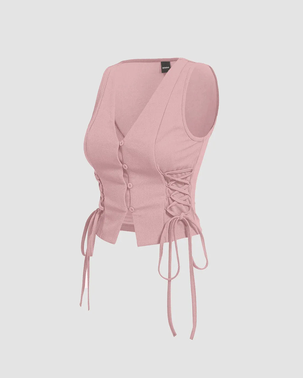 Party V Neck Lace Up Side Vest Top in Pink