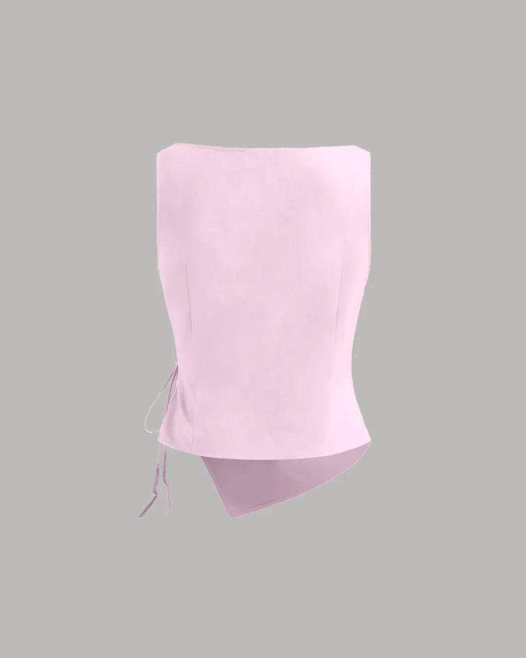 Pink Asymmetrical Ruched Side Tie Sleeveless Top