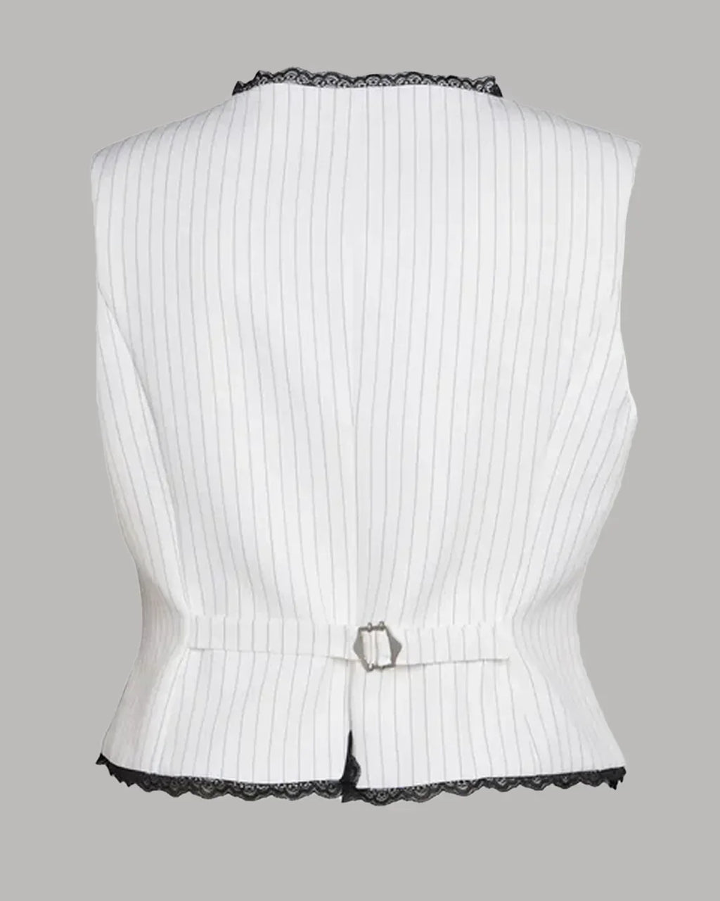 Pinstripe Button Down Tailored Waistcoat in White