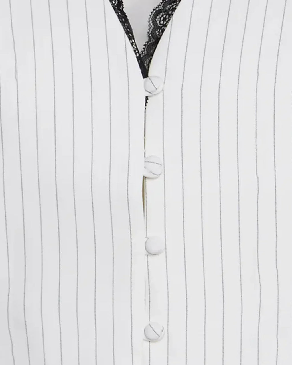 Pinstripe Button Down Tailored Waistcoat in White