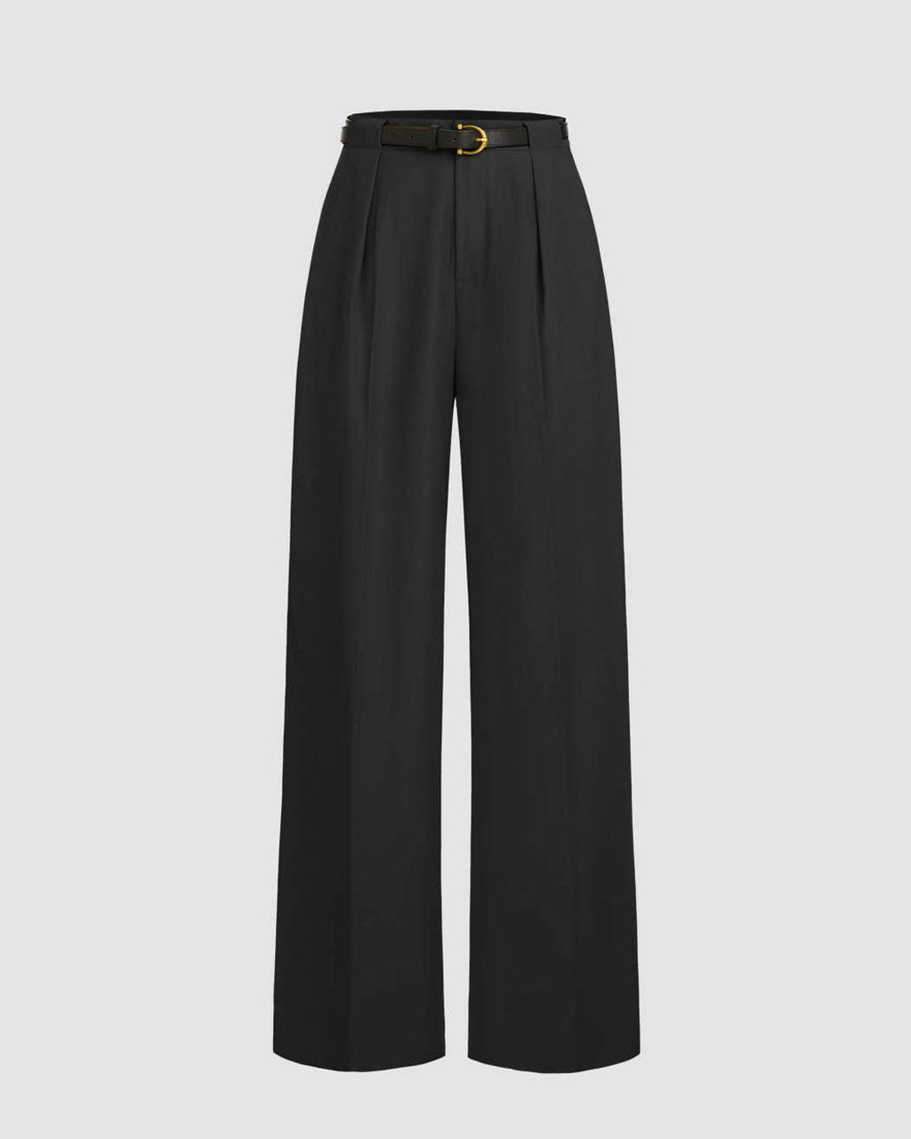 Pleated High Waisted Wide Leg Trousers in Black
