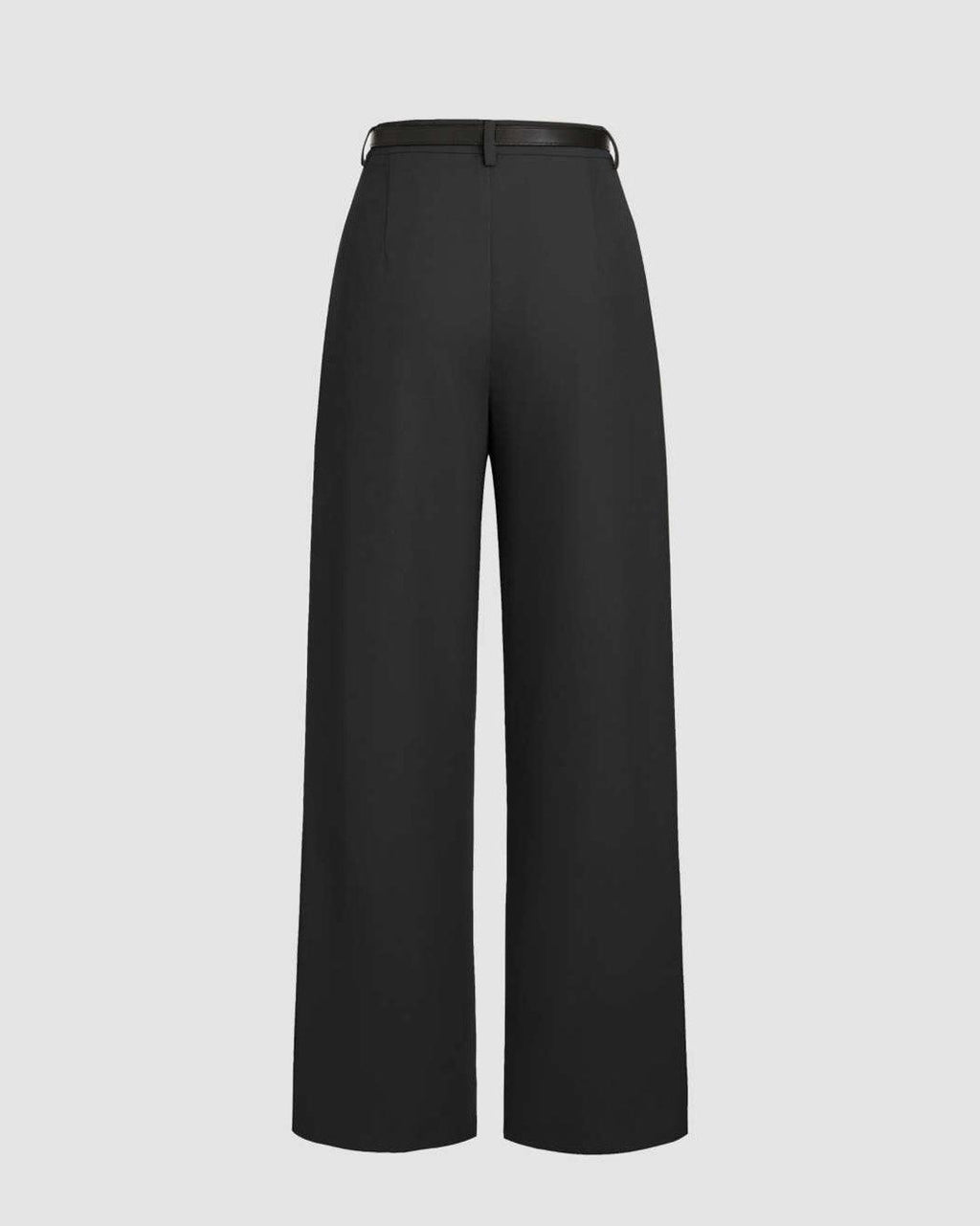 Pleated High Waisted Wide Leg Trousers in Black