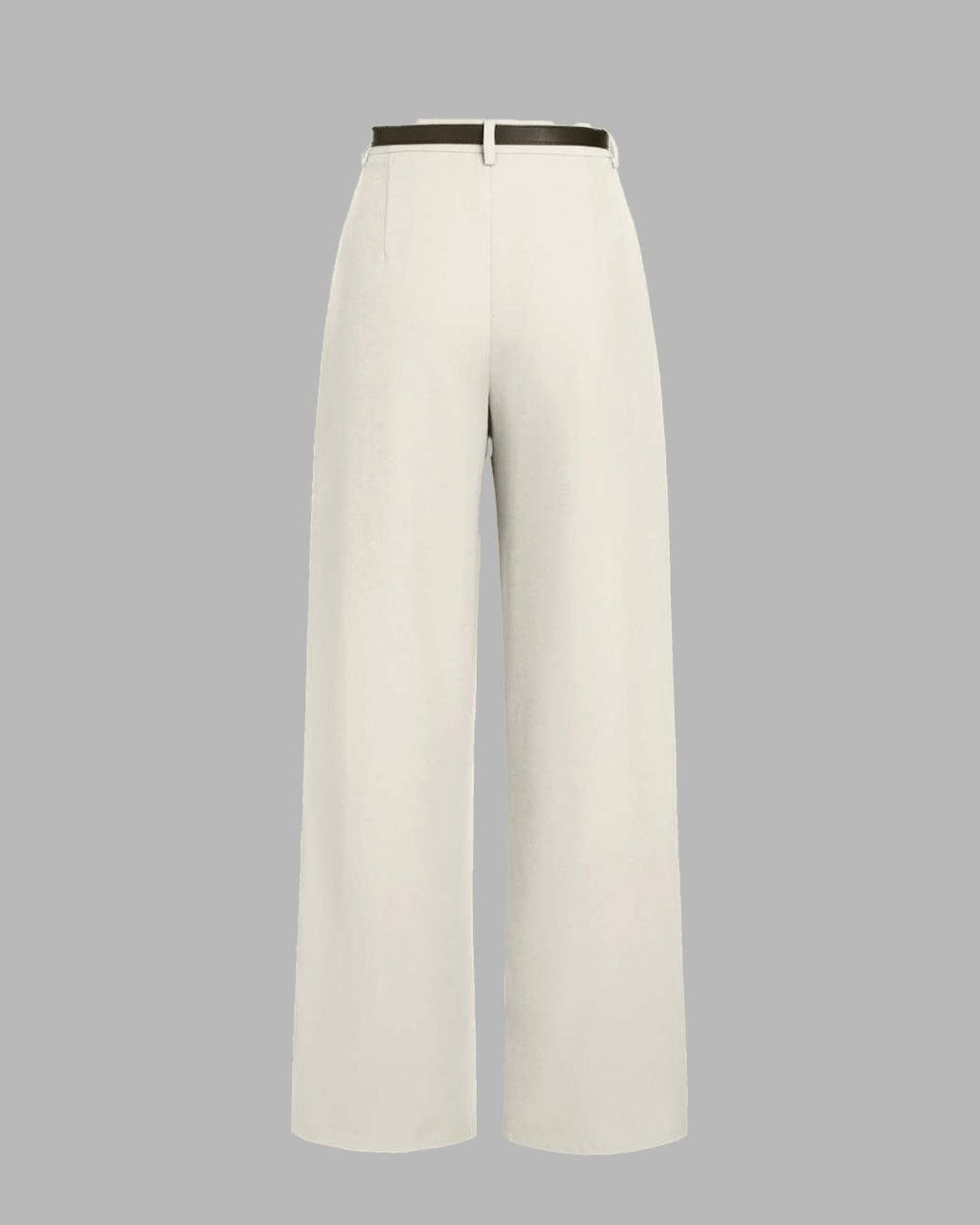 Pleated High Waisted Wide Leg Trousers in Off-White