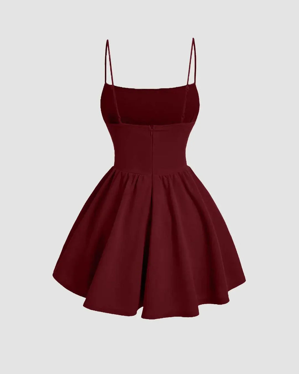 Pleated Waist Cami Short Dress In Maroon
