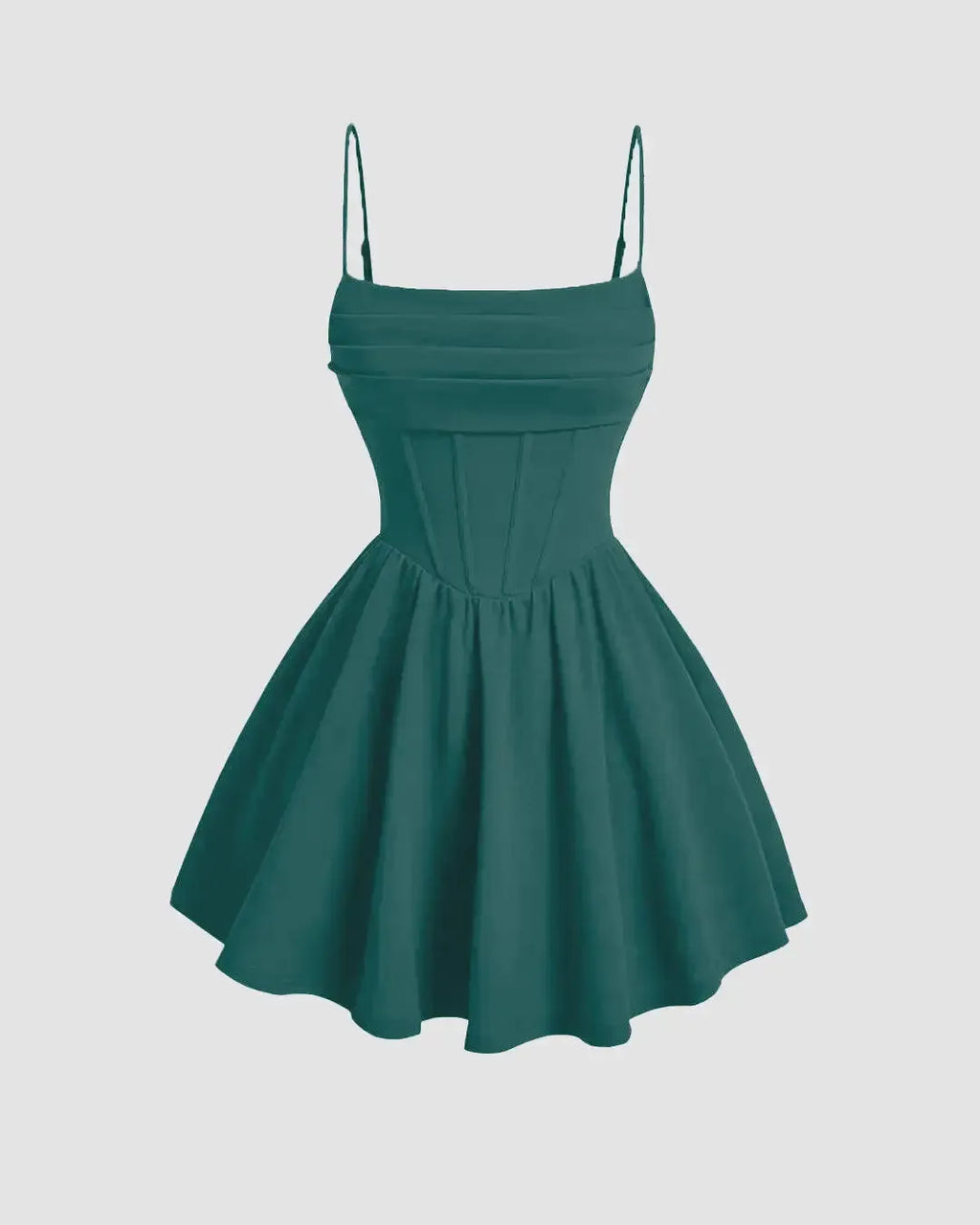 Pleated Waist Cami Short Dress In Mint Green