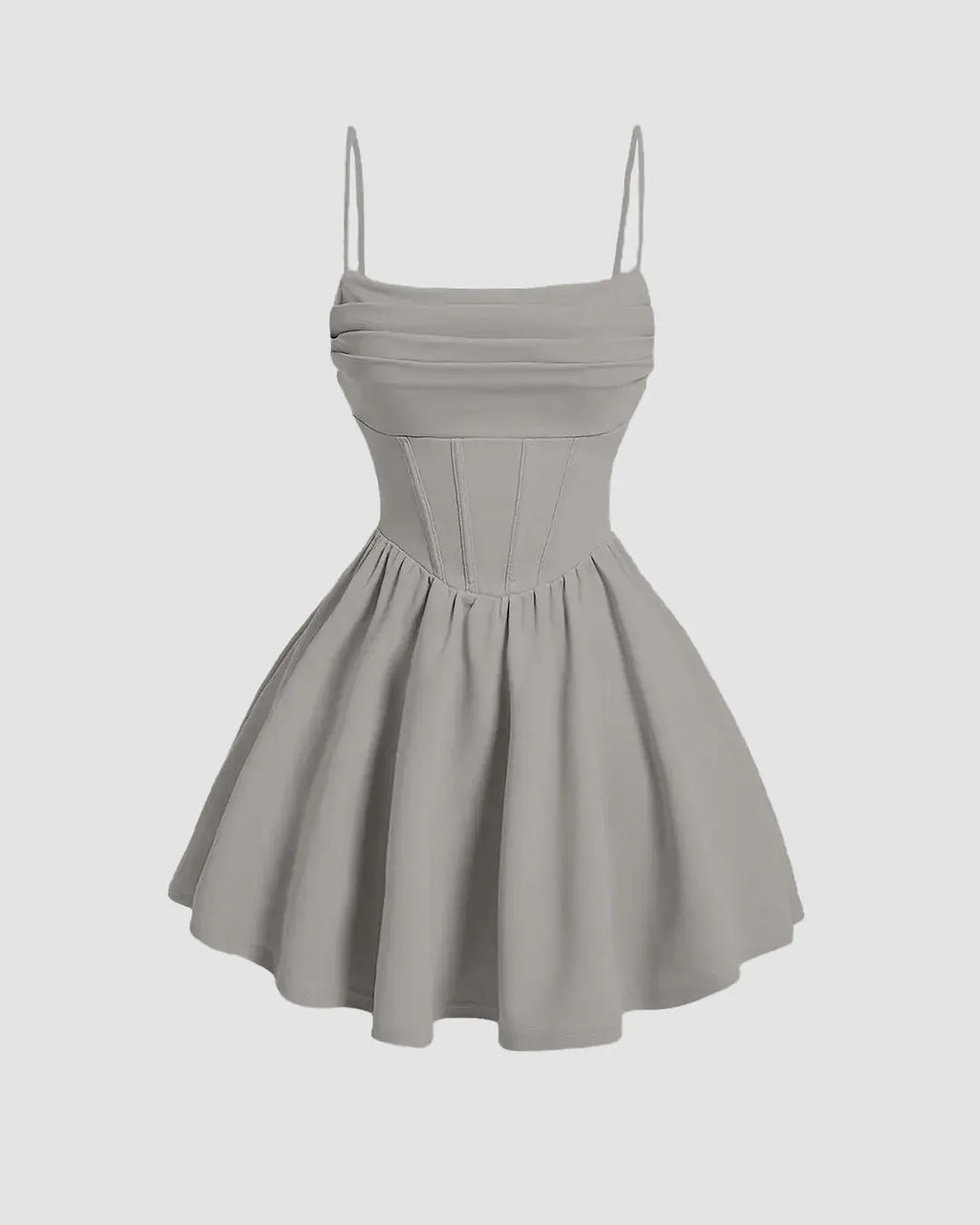 Pleated Waist Cami Short Dress In Mouse Color