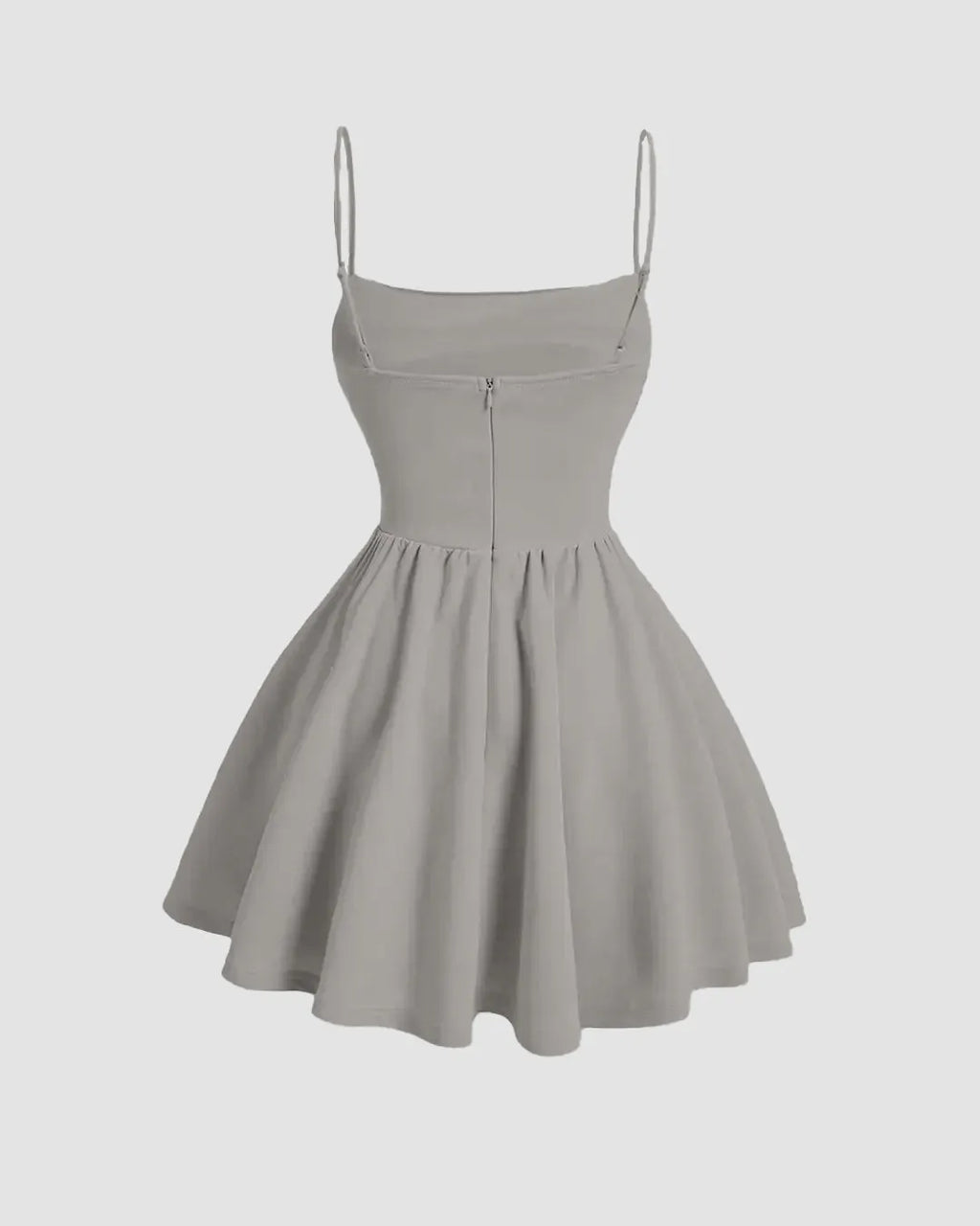 Pleated Waist Cami Short Dress In Mouse Color