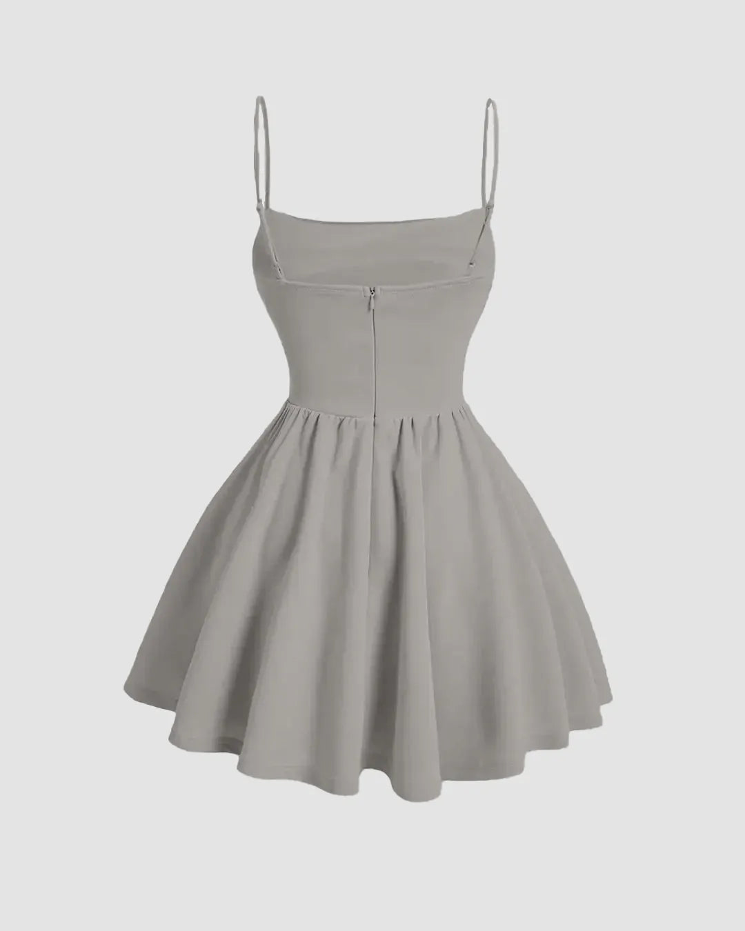Pleated Waist Cami Short Dress In Mouse Color