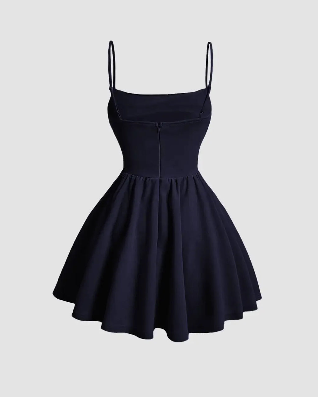 Pleated Waist Cami Short Dress In Navy Blue