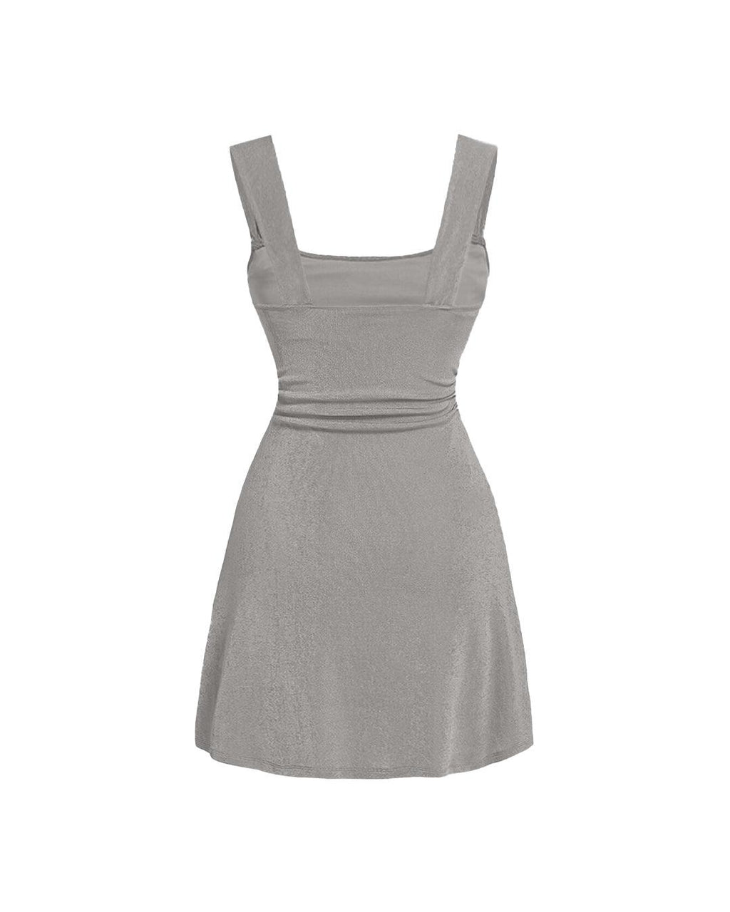 Pleated Waist Grey Ballet Style Dating Mini Dress