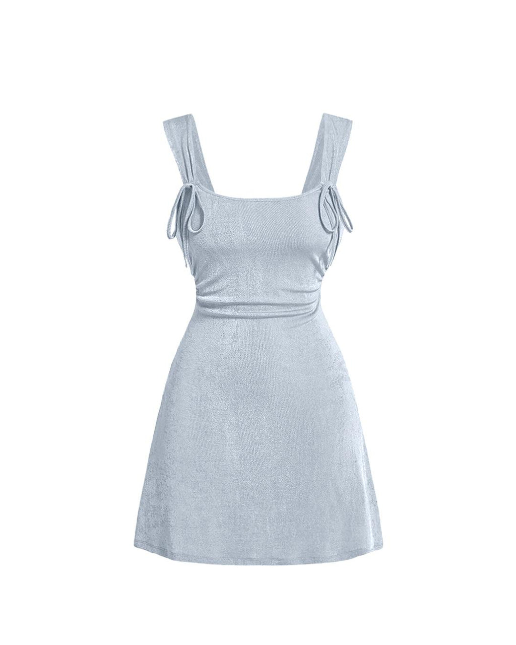 Pleated Waist Ballet Style Mini Dress In Blue