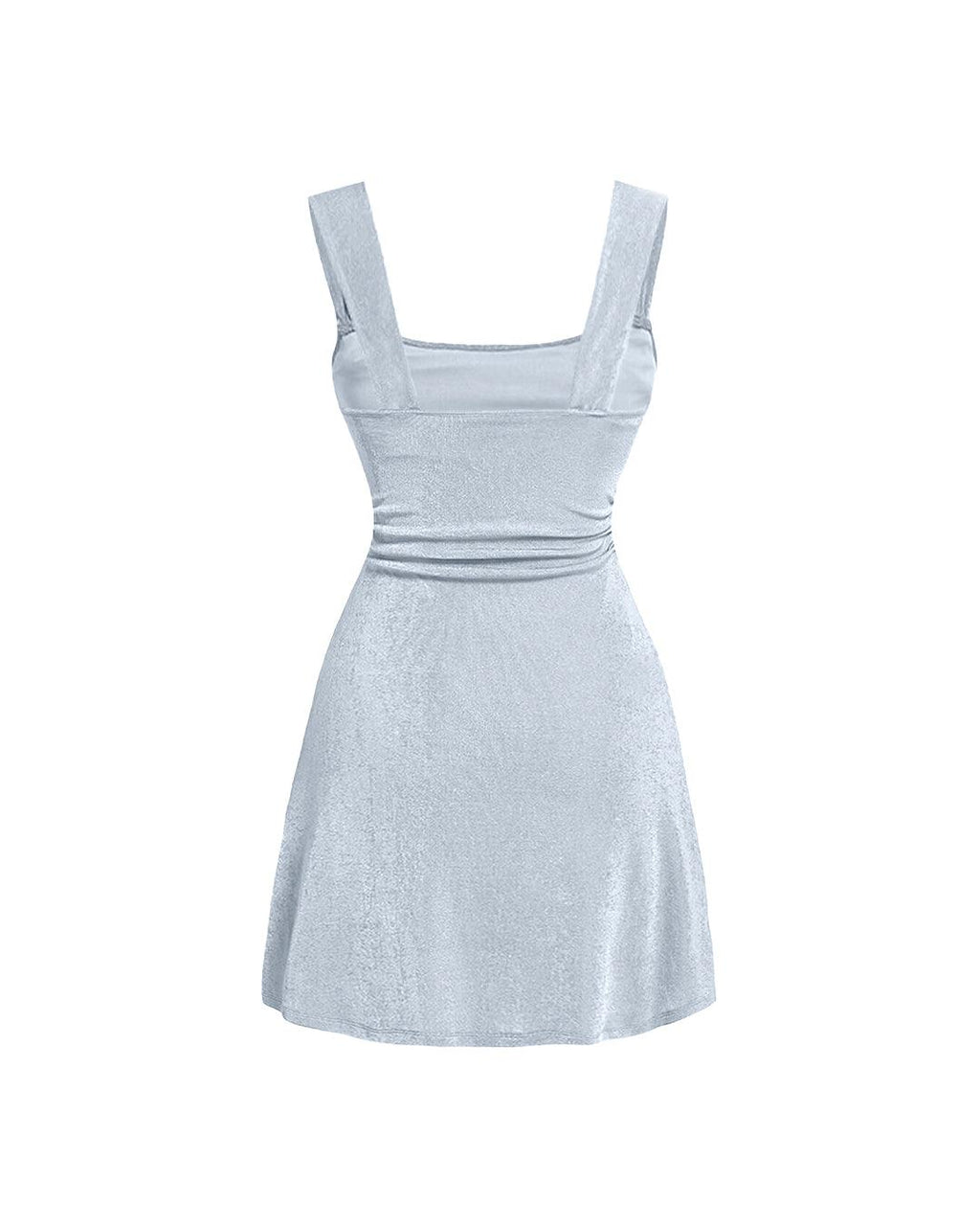 Pleated Waist Ballet Style Mini Dress In Blue
