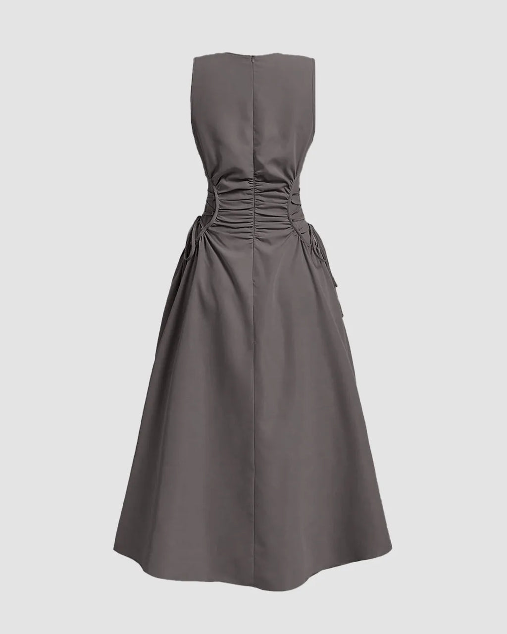 Plum Kitten Sleeveless Midi Dress with Side Ruched Detail