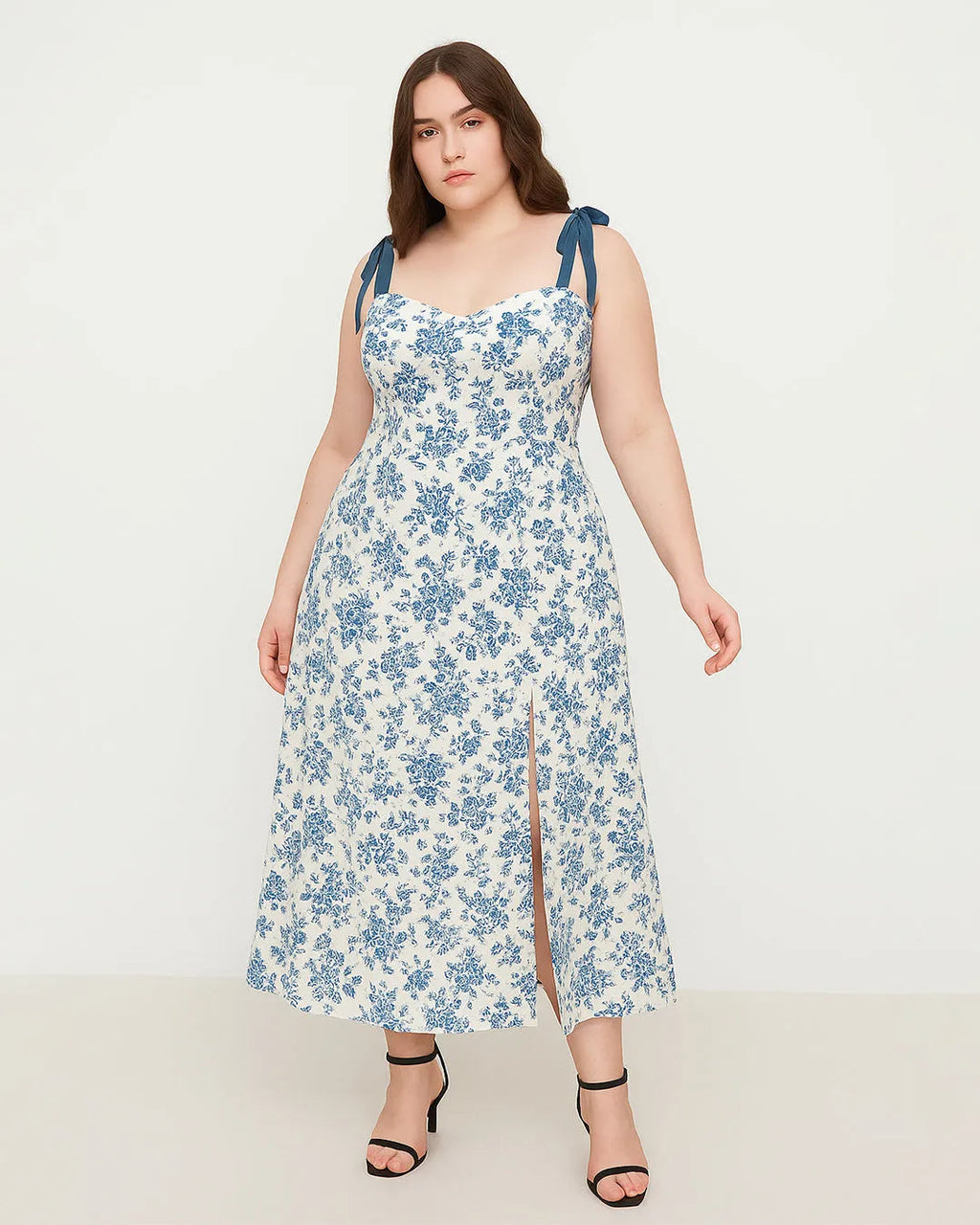 Floral Knotted Split Midi Dress Curve & Plus